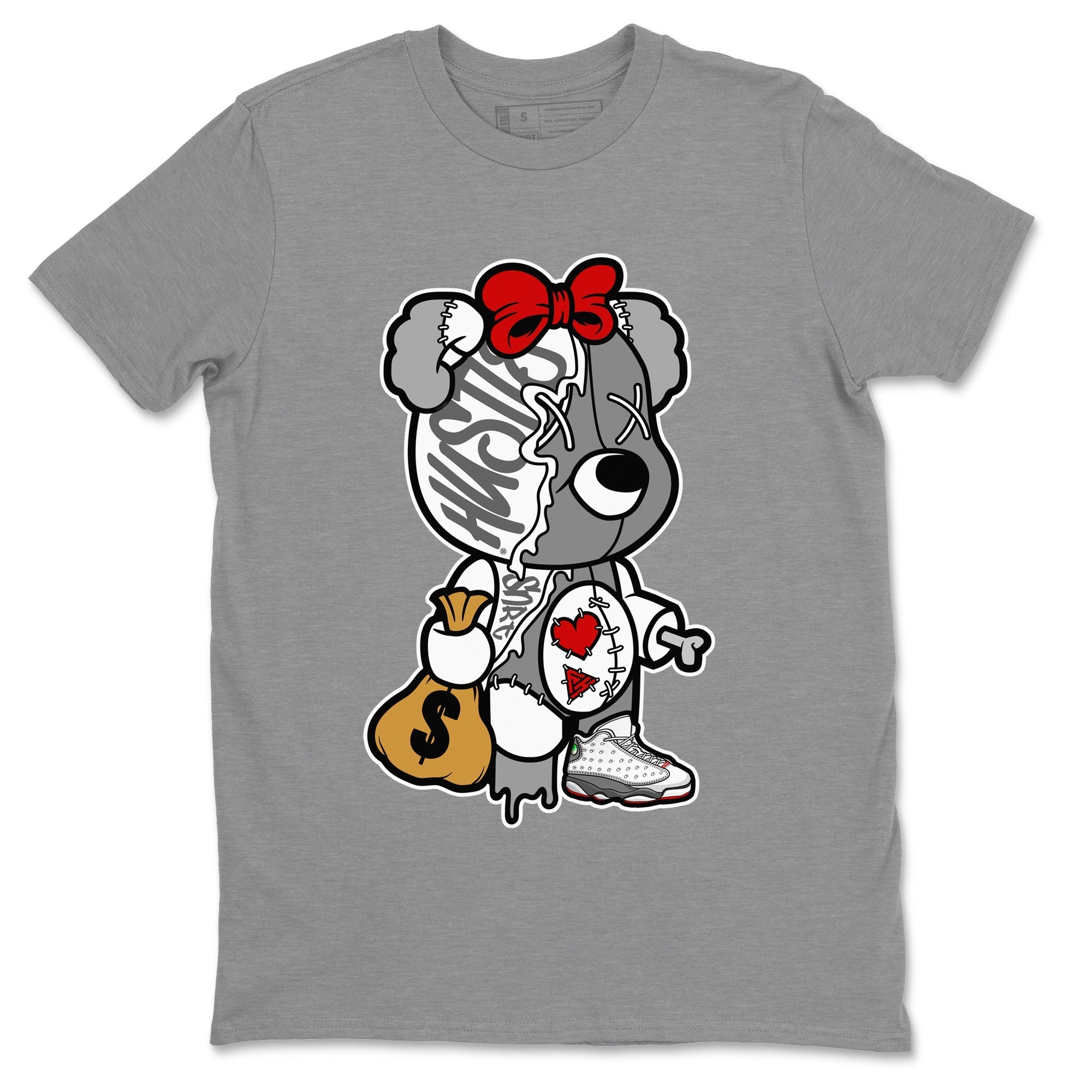 Air Jordan 13 Wolf Grey Sneaker Match Tees Stitched Hustle Bear Streetwear Sneaker Shirt Air Jordan 13 Retro Wolf Grey T-Shirt Unisex Shirts Heather Grey 2