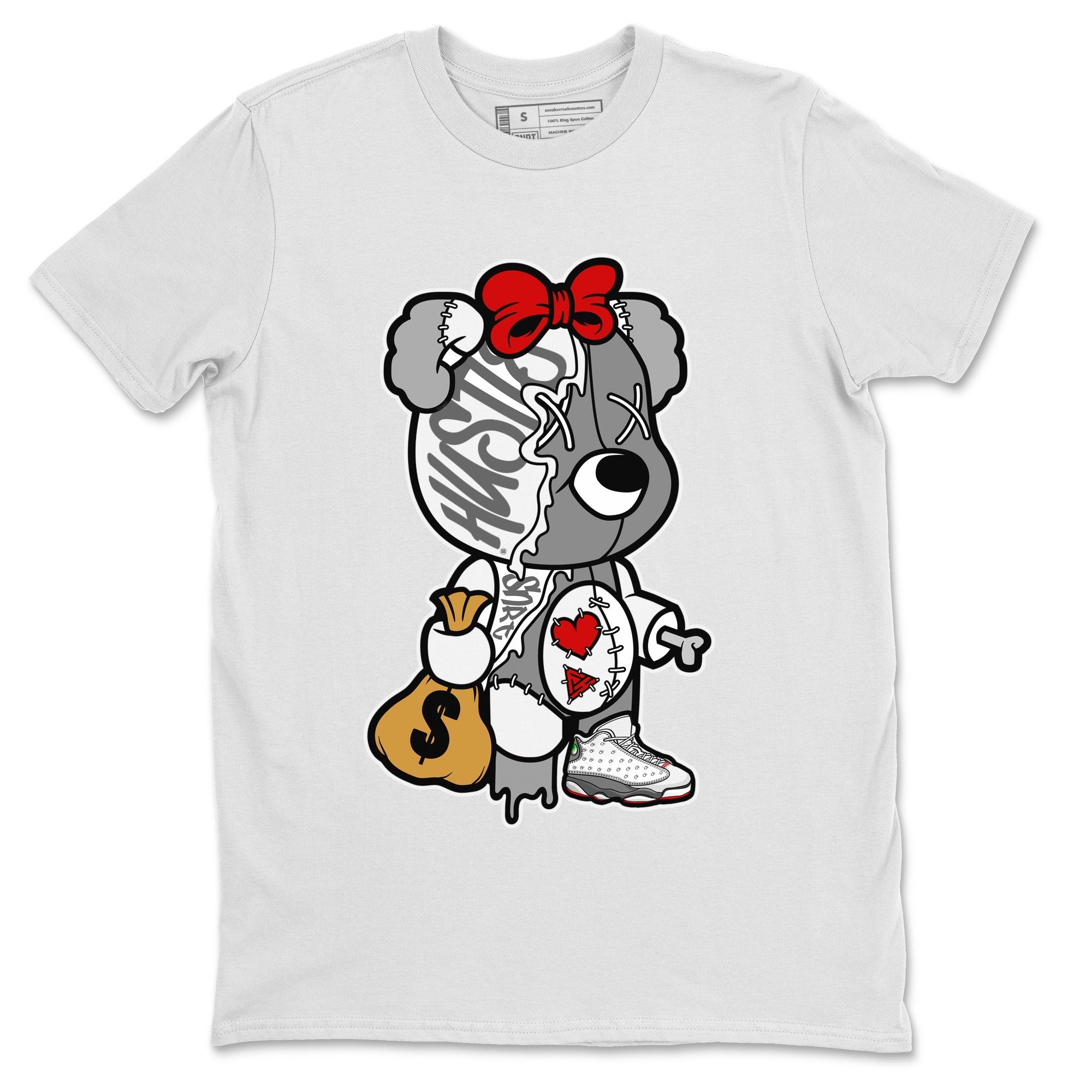 Air Jordan 13 Wolf Grey Sneaker Match Tees Stitched Hustle Bear Streetwear Sneaker Shirt Air Jordan 13 Retro Wolf Grey T-Shirt Unisex Shirts White 2