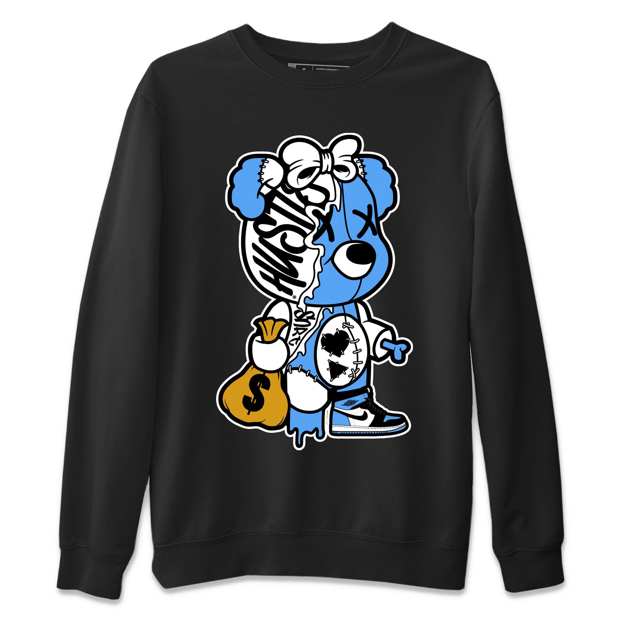 Stitched Hustle Bear Sneaker T-Shirt - Air Jordan 1 UNC Toe