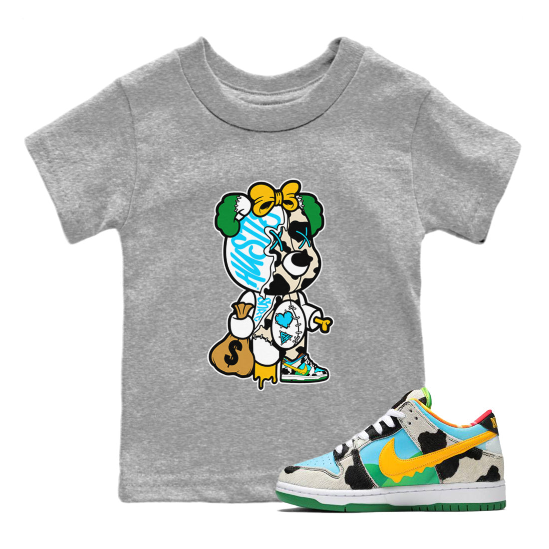 Dunk Chunky Dunky Tee Stitched Hustle Bear Streetwear Sneaker Shirt Dunk Chunky Dunky Sneaker Release Tees Kids Shirts Heather Grey 1