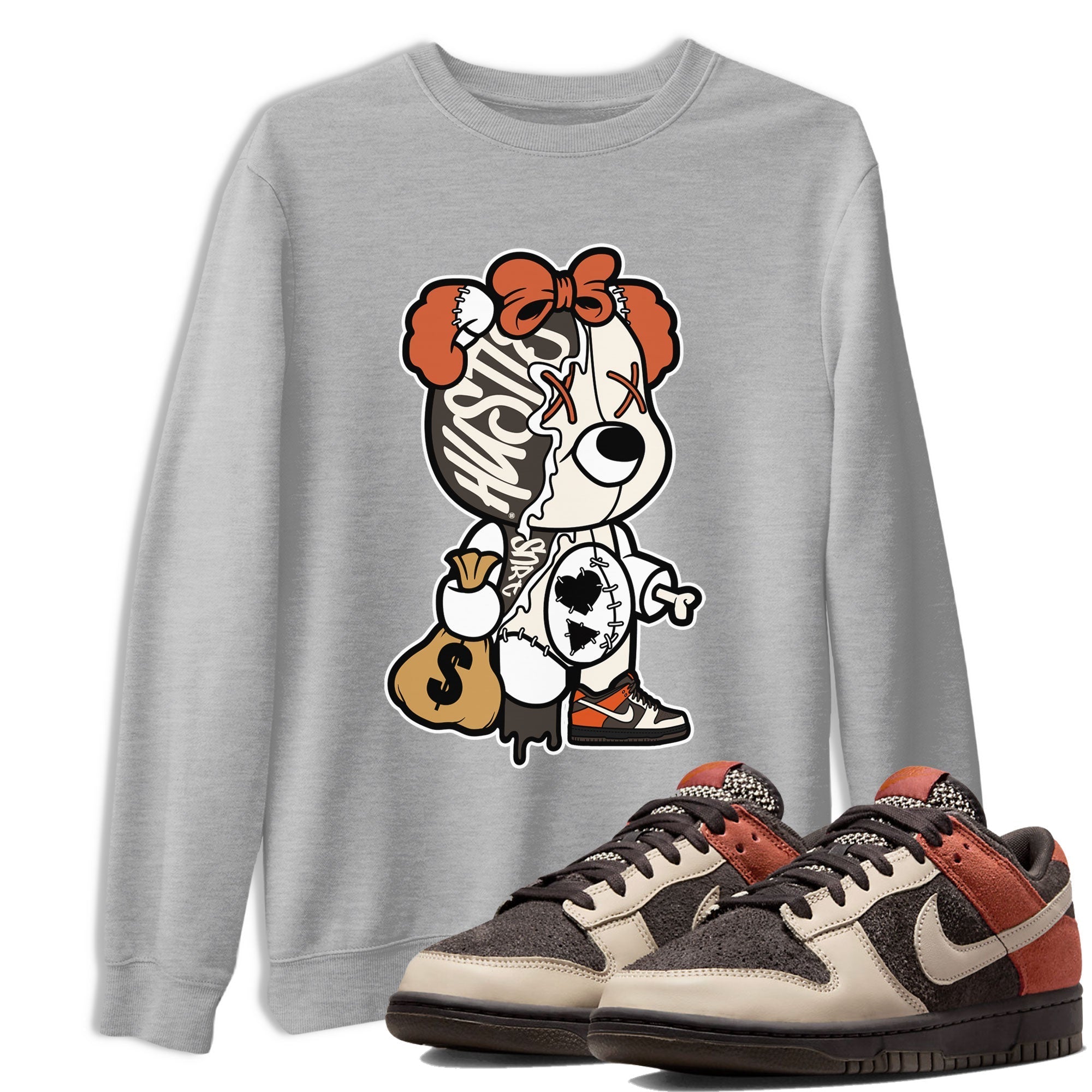 Nike Dunk Low Red Panda shirt to match jordans Stitched Hustle Bear sneaker tees Dunk Red Panda Drip Gear Zone Sneaker T-Shirts Crew Neck Casual Fit Heather Grey 1 T-Shirt