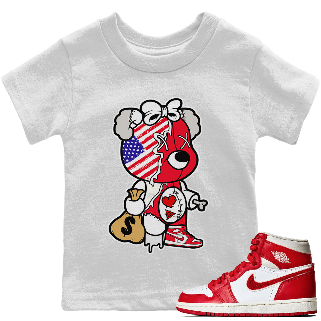 Jordan 1 Newstalgia Sneaker Matching T-Shirt Stitched Hustle Bear Sneaker Tees Jordan 1 Newstalgia Sneaker Release Tees Kids Shirts
