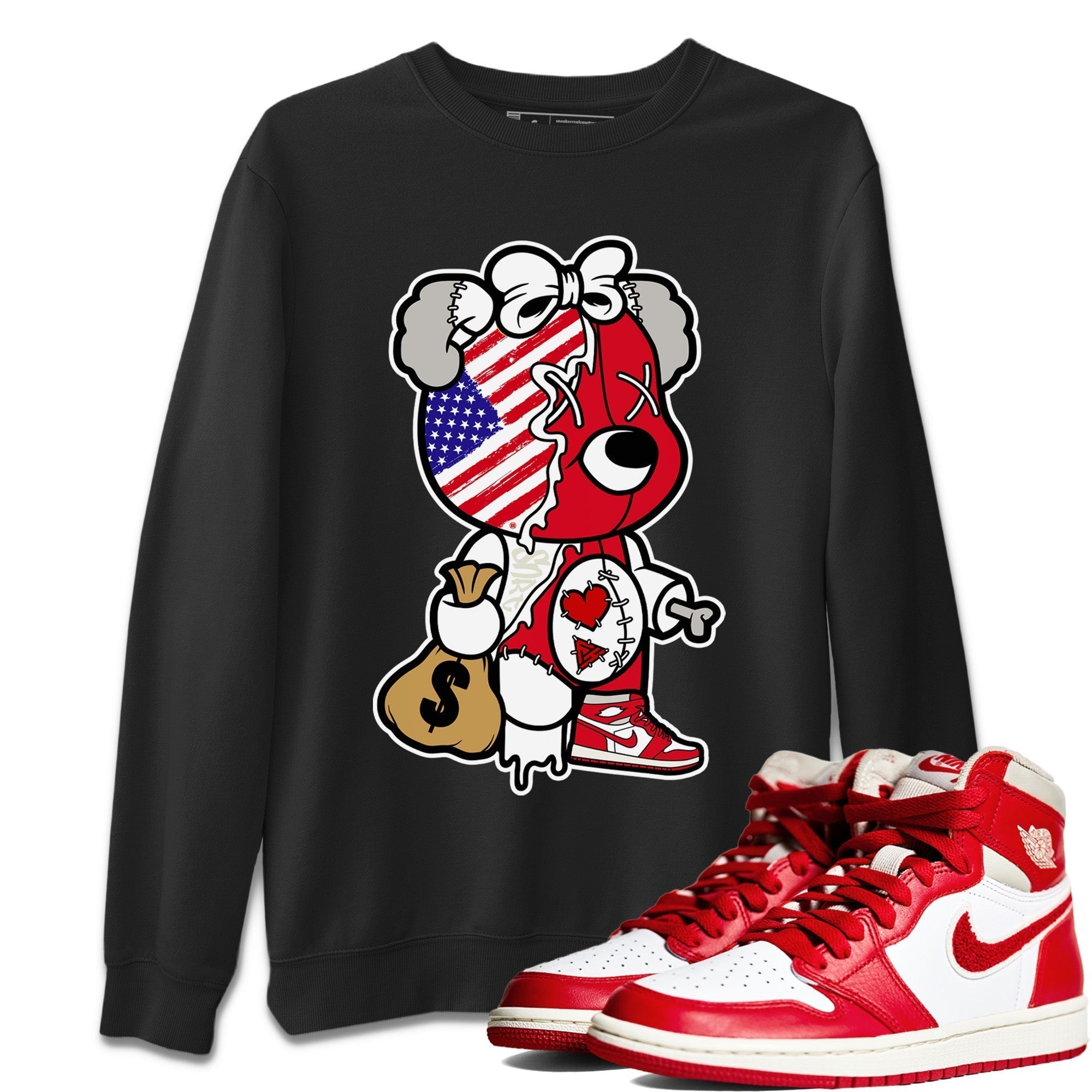 Jordan 1 Newstalgia Sneaker Matching T-Shirt Stitched Hustle Bear Sneaker Tees Jordan 1 Newstalgia Sneaker Release Tees Crew Neck Tees