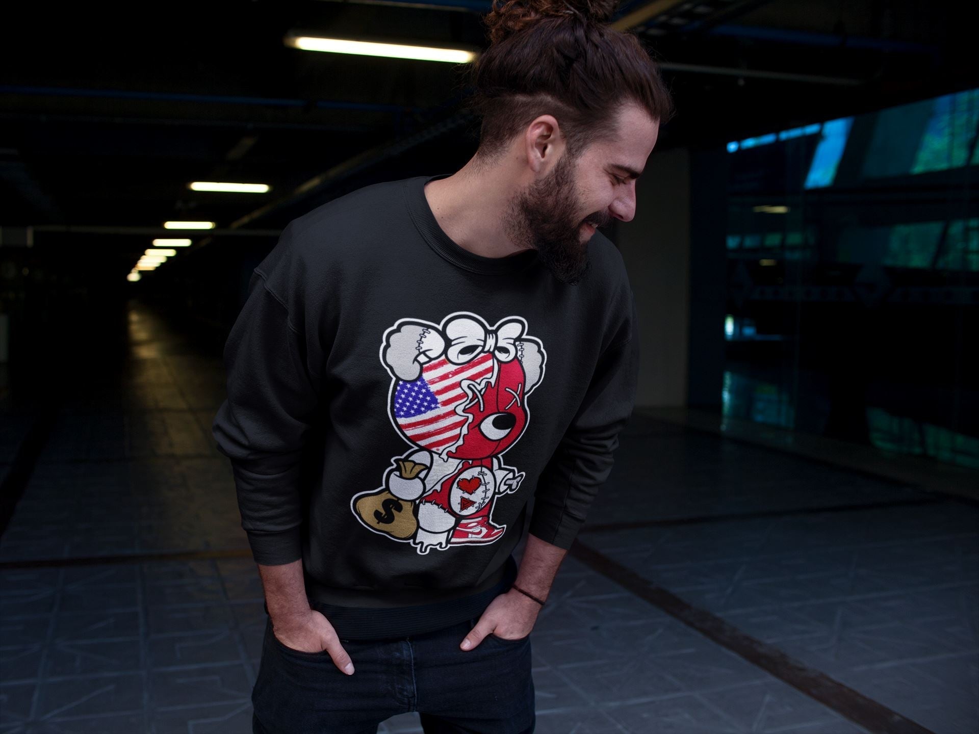 Jordan 1 Newstalgia Sneaker Matching T-Shirt Stitched Hustle Bear Sneaker Tees Jordan 1 Newstalgia Sneaker Release Tees Crew Neck Tees