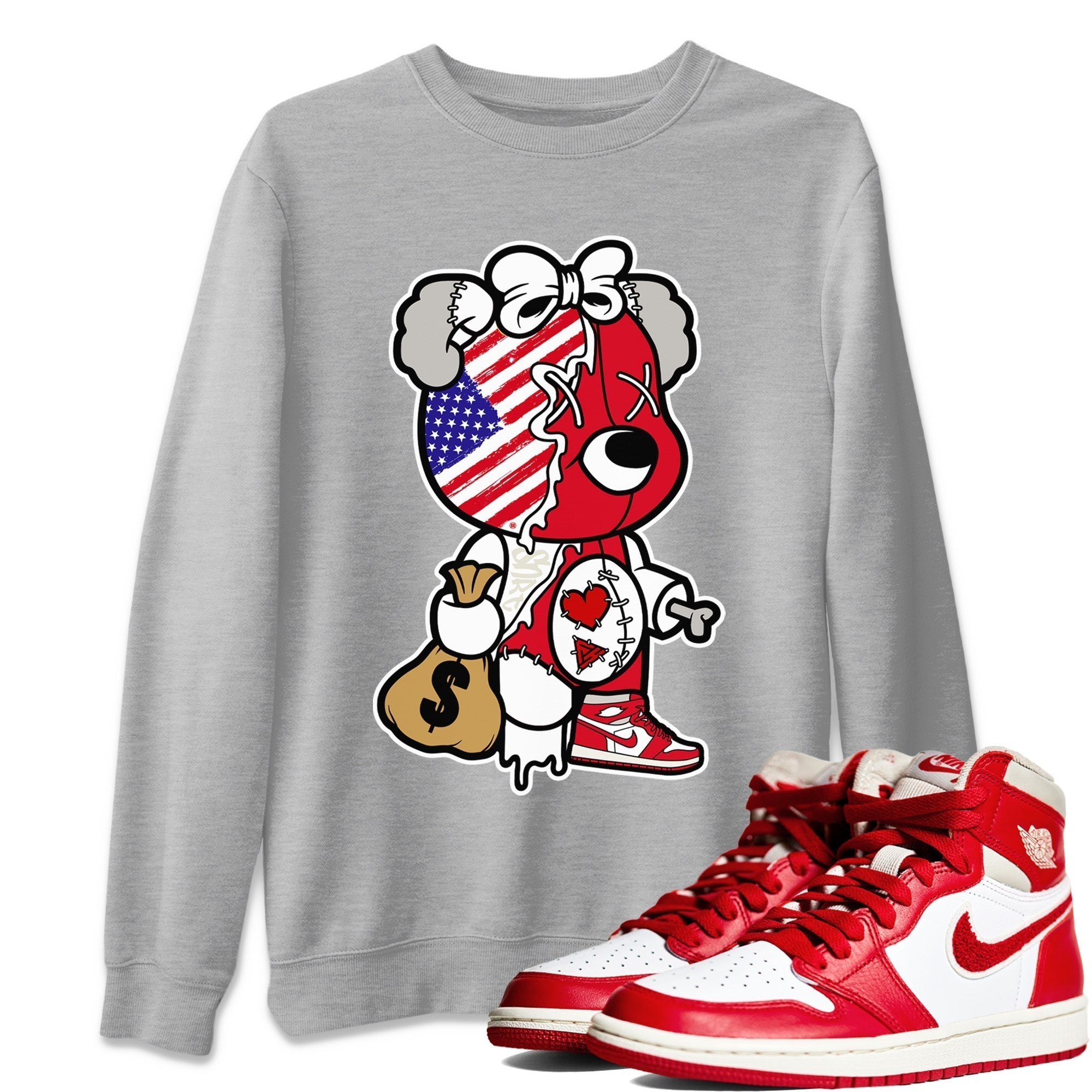 Jordan 1 Newstalgia Sneaker Matching T-Shirt Stitched Hustle Bear Sneaker Tees Jordan 1 Newstalgia Sneaker Release Tees Crew Neck Tees