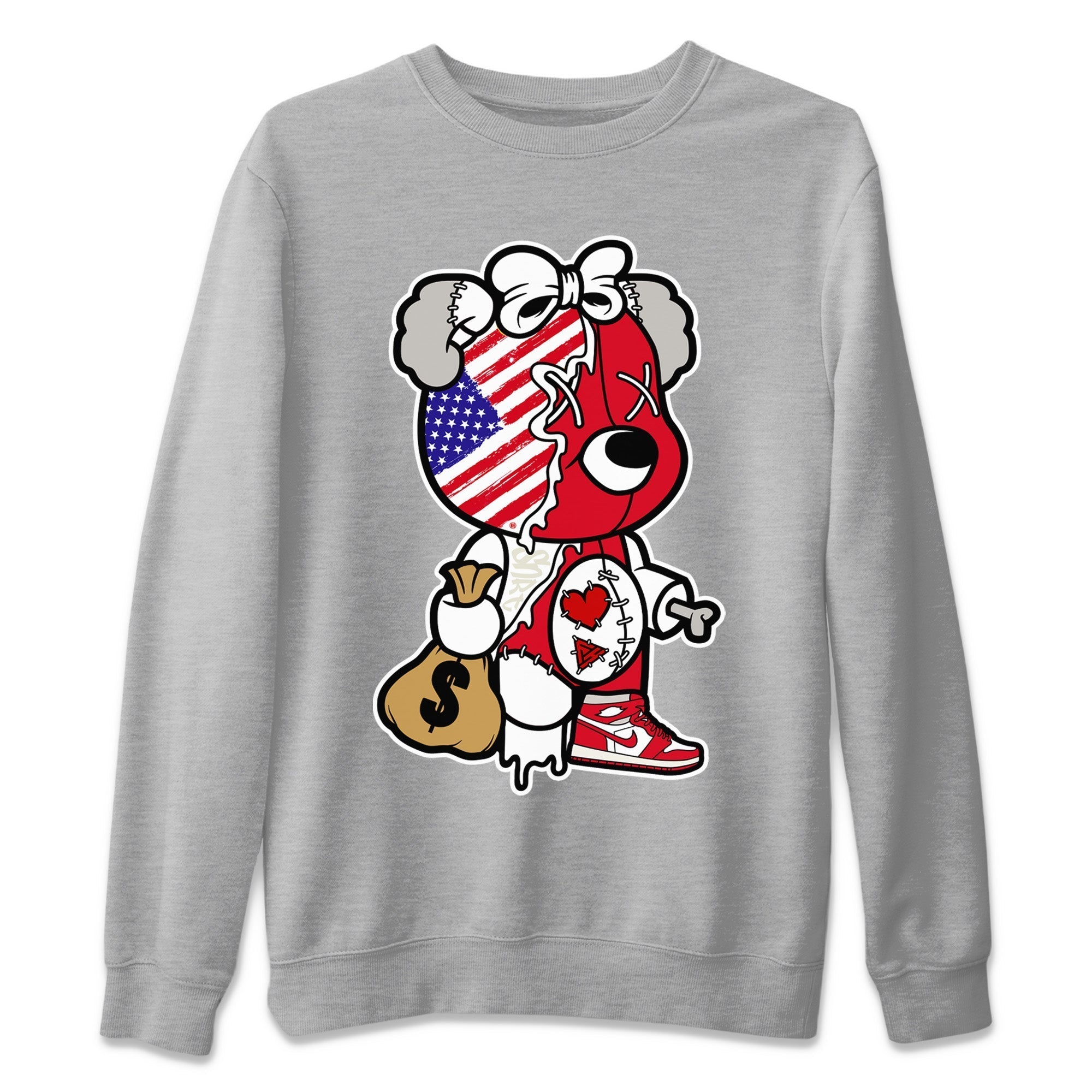 Jordan 1 Newstalgia Sneaker Matching T-Shirt Stitched Hustle Bear Sneaker Tees Jordan 1 Newstalgia Sneaker Release Tees Crew Neck Tees