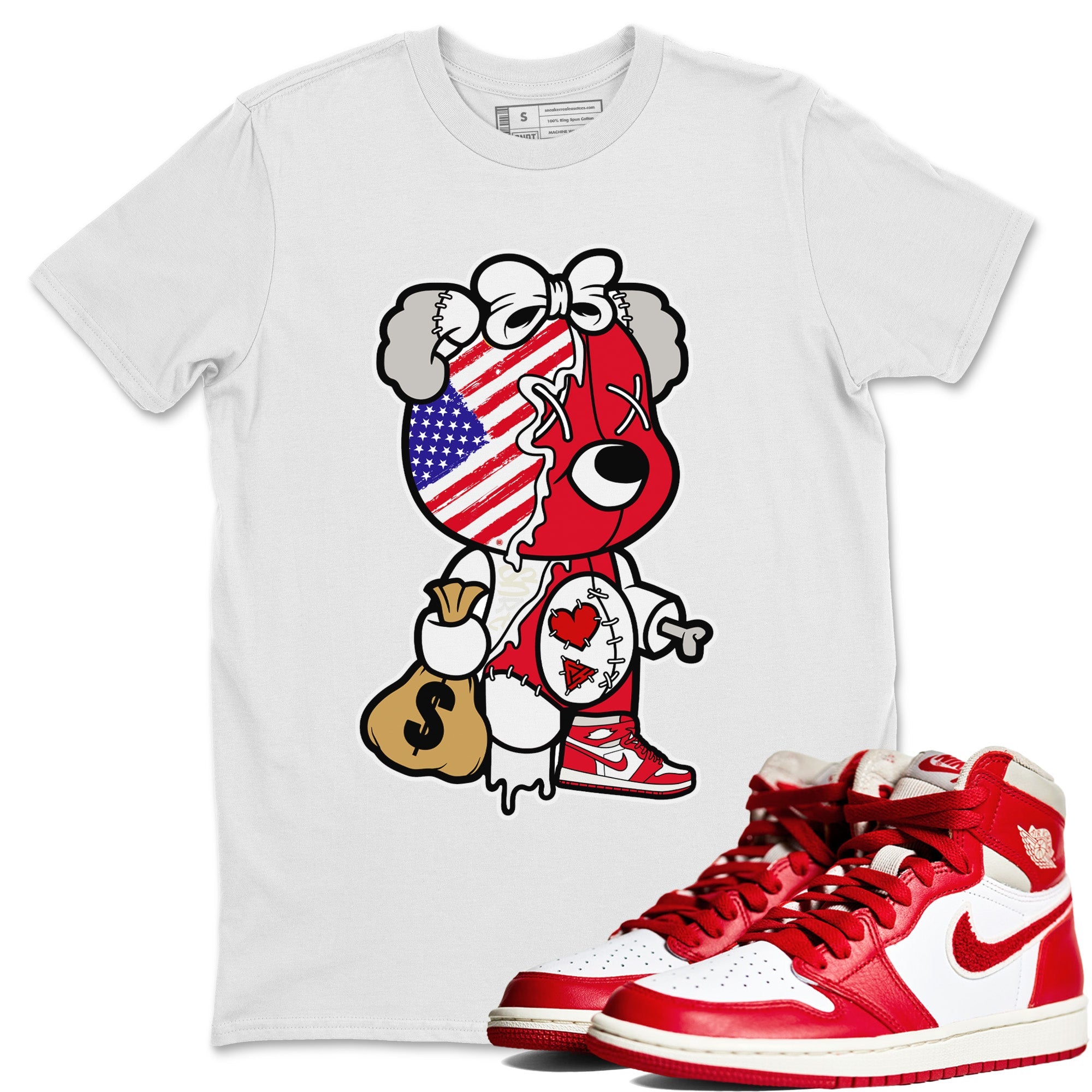 Jordan 1 Newstalgia Sneaker Matching T-Shirt Stitched Hustle Bear Sneaker Tees Jordan 1 Newstalgia Sneaker Release Tees Crew Neck Tees