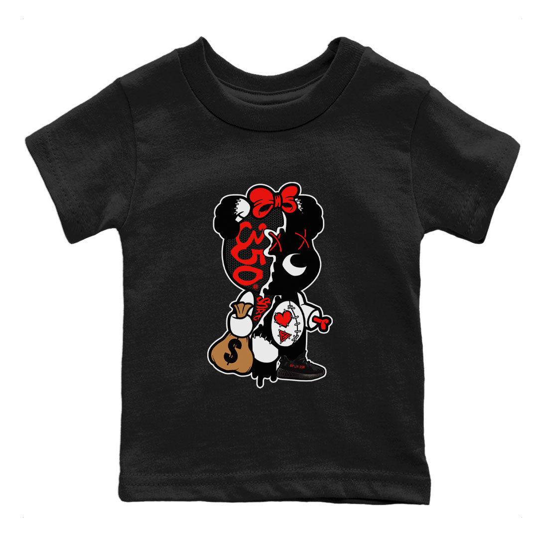 Yeezy 350 Bred shirt to match jordans Stitched Hustle Bear Streetwear Sneaker Shirt Yeezy Boost 350 V2 Bred Drip Gear Zone Sneaker Matching Clothing Baby Toddler Black 2 T-Shirt