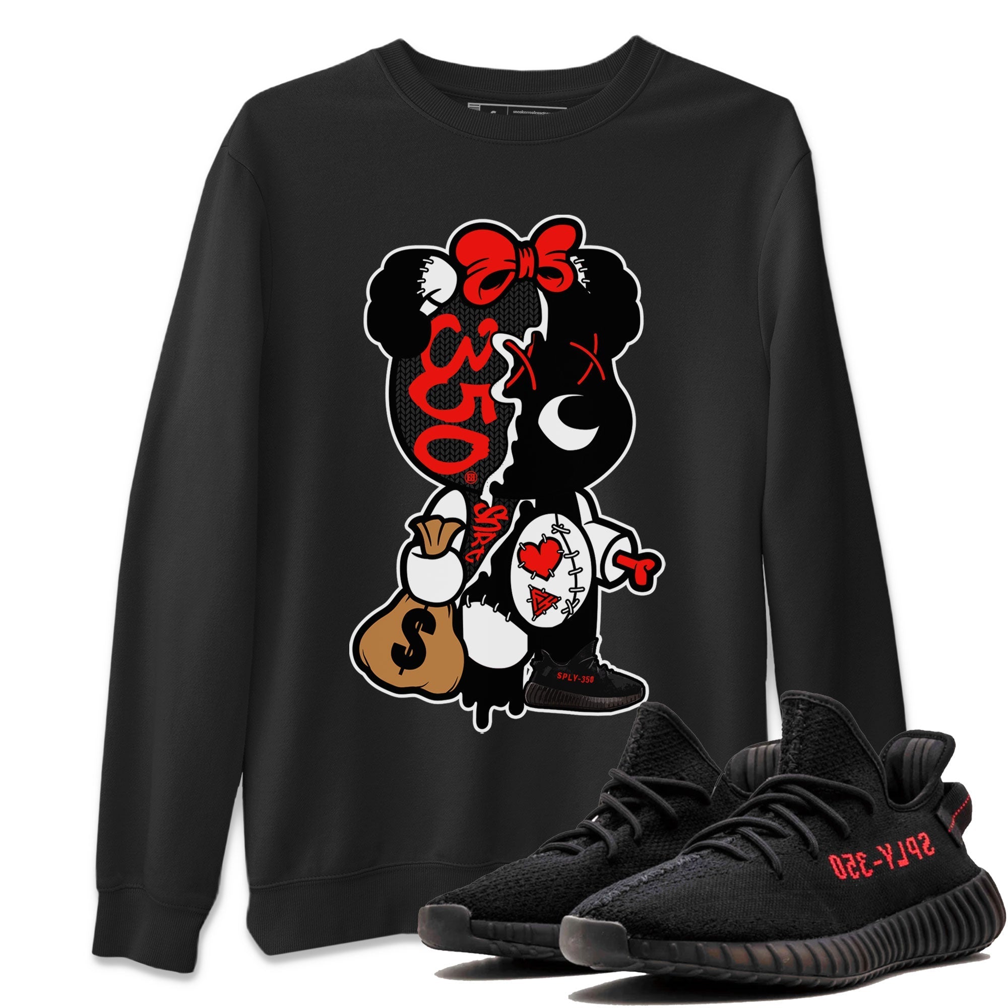 Yeezy 350 Bred shirt to match jordans Stitched Hustle Bear Streetwear Sneaker Shirt Yeezy Boost 350 V2 Bred Drip Gear Zone Sneaker Matching Clothing Unisex Black 1 T-Shirt