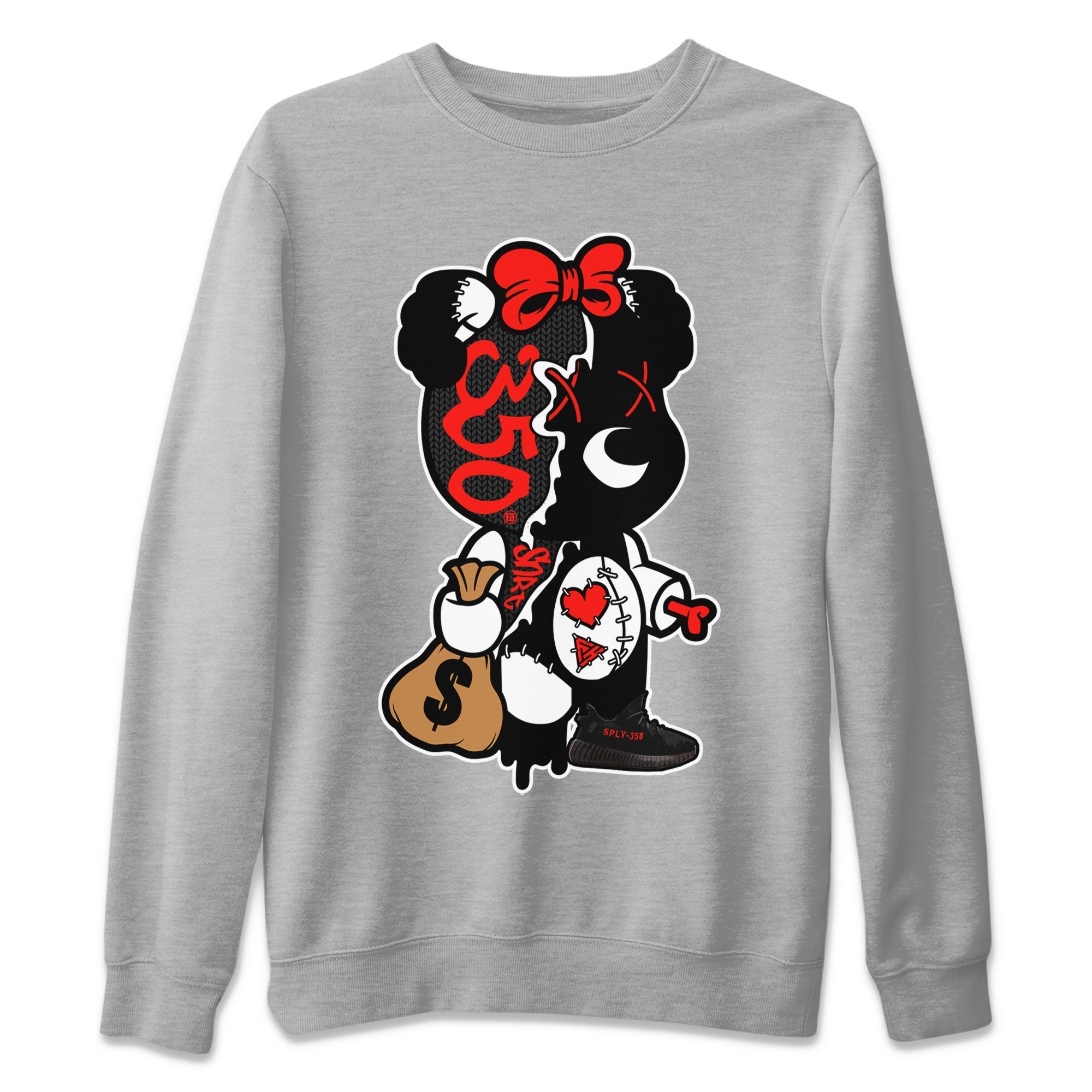 Yeezy 350 Bred shirt to match jordans Stitched Hustle Bear Streetwear Sneaker Shirt Yeezy Boost 350 V2 Bred Drip Gear Zone Sneaker Matching Clothing Unisex Heather Grey 2 T-Shirt