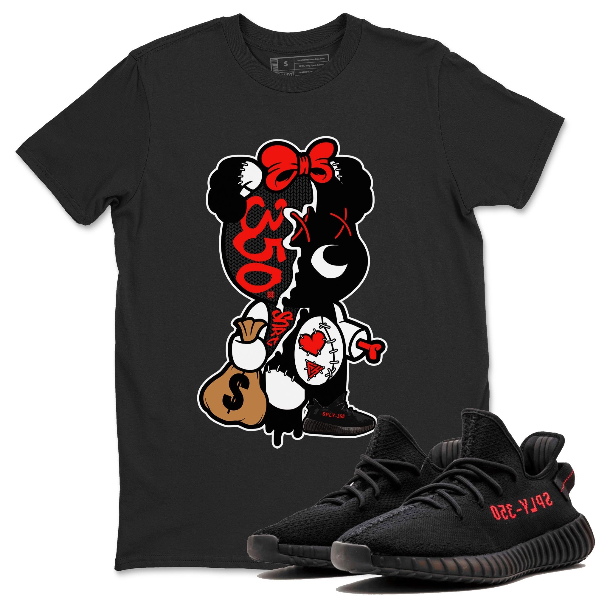 Yeezy 350 Bred shirt to match jordans Stitched Hustle Bear Streetwear Sneaker Shirt Yeezy Boost 350 V2 Bred Drip Gear Zone Sneaker Matching Clothing Unisex Black 1 T-Shirt