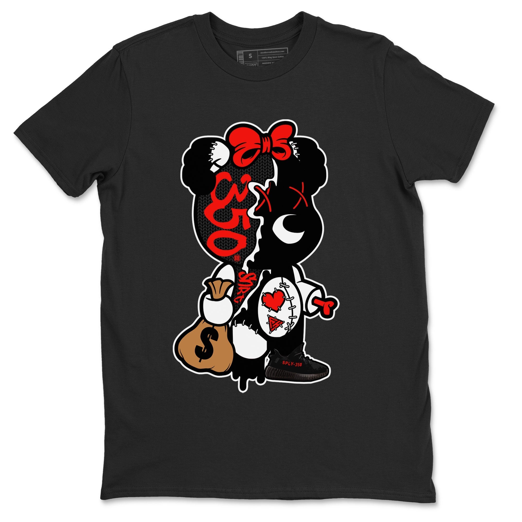 Yeezy 350 Bred shirt to match jordans Stitched Hustle Bear Streetwear Sneaker Shirt Yeezy Boost 350 V2 Bred Drip Gear Zone Sneaker Matching Clothing Unisex Black 2 T-Shirt