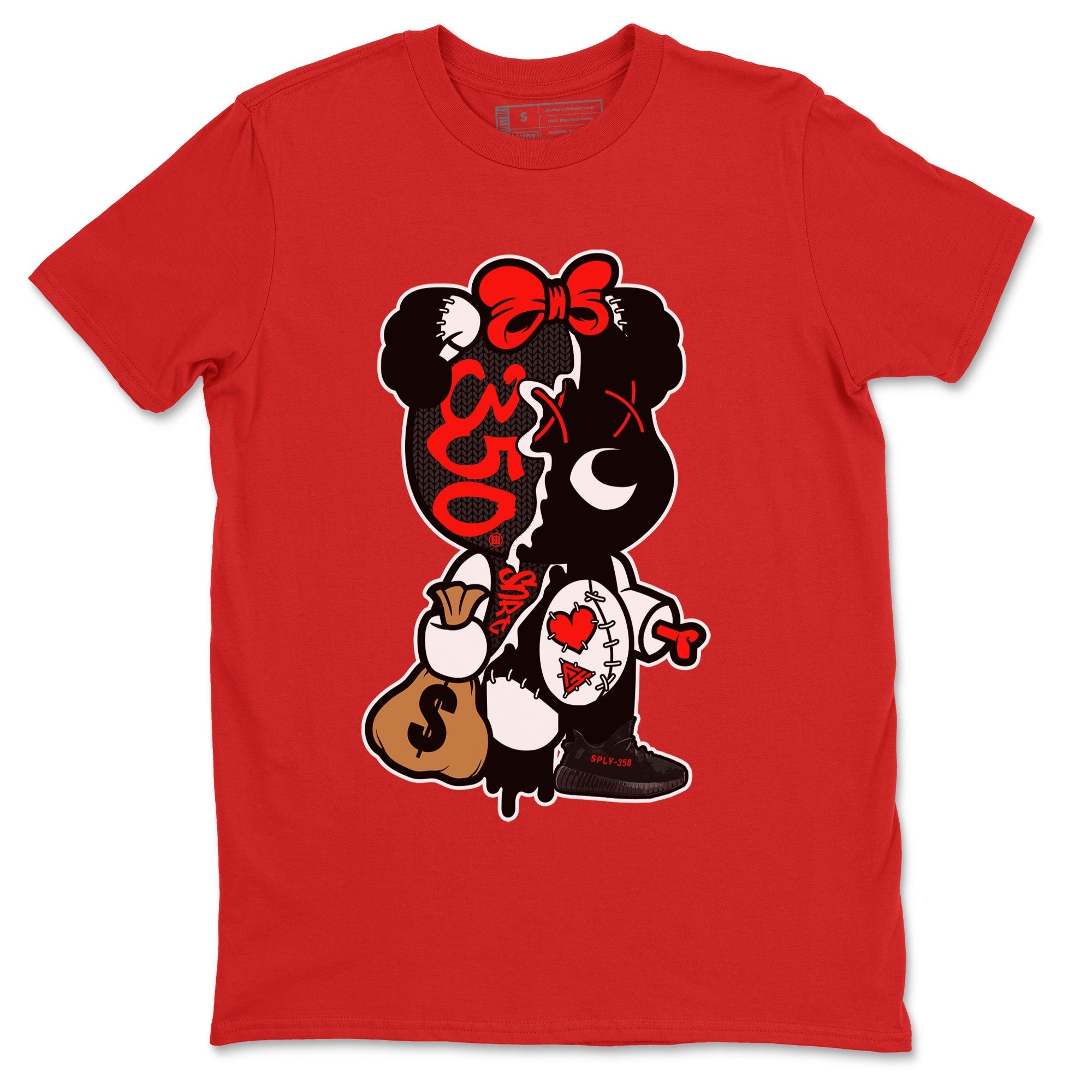Yeezy 350 Bred shirt to match jordans Stitched Hustle Bear Streetwear Sneaker Shirt Yeezy Boost 350 V2 Bred Drip Gear Zone Sneaker Matching Clothing Unisex Red 2 T-Shirt