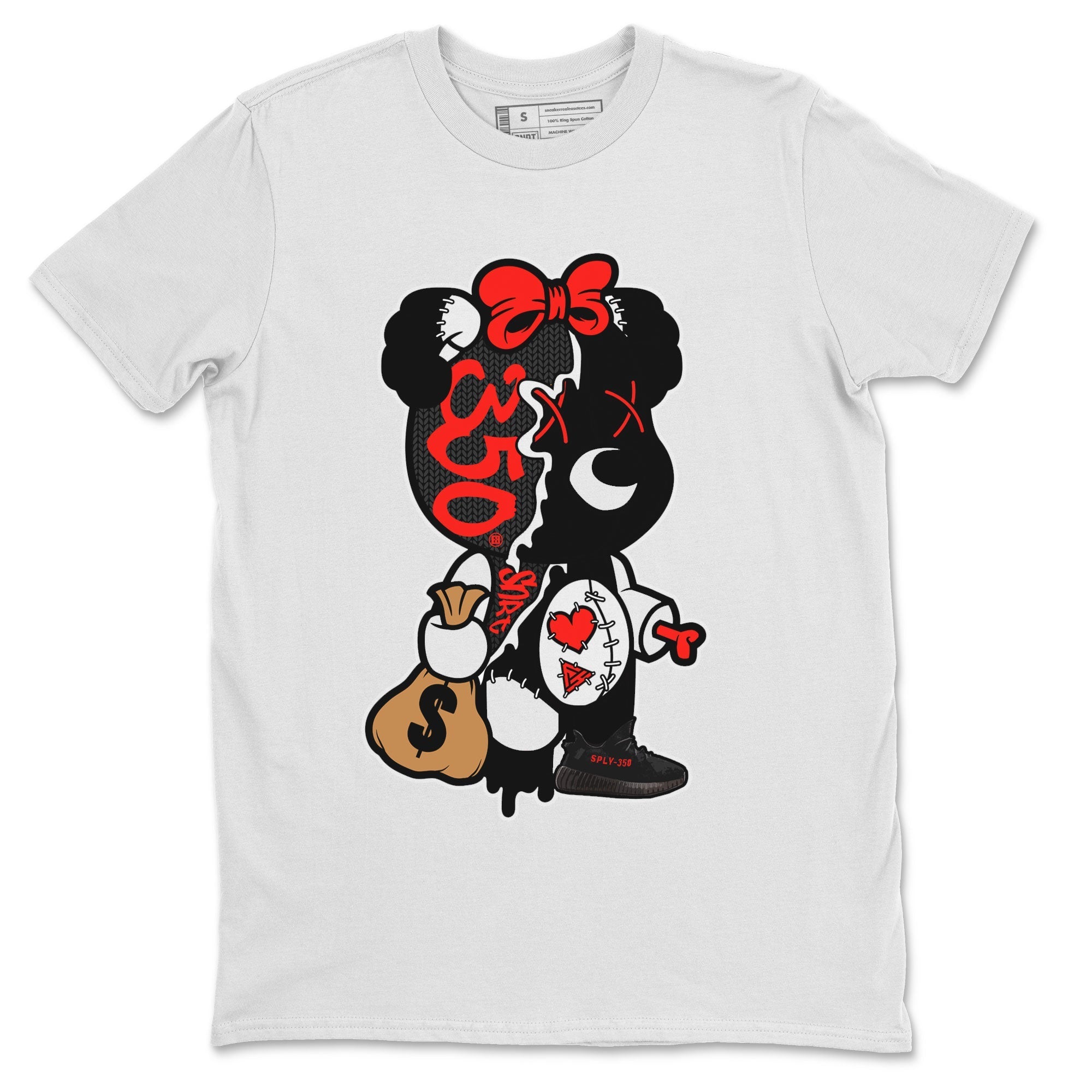 Yeezy 350 Bred shirt to match jordans Stitched Hustle Bear Streetwear Sneaker Shirt Yeezy Boost 350 V2 Bred Drip Gear Zone Sneaker Matching Clothing Unisex White 2 T-Shirt