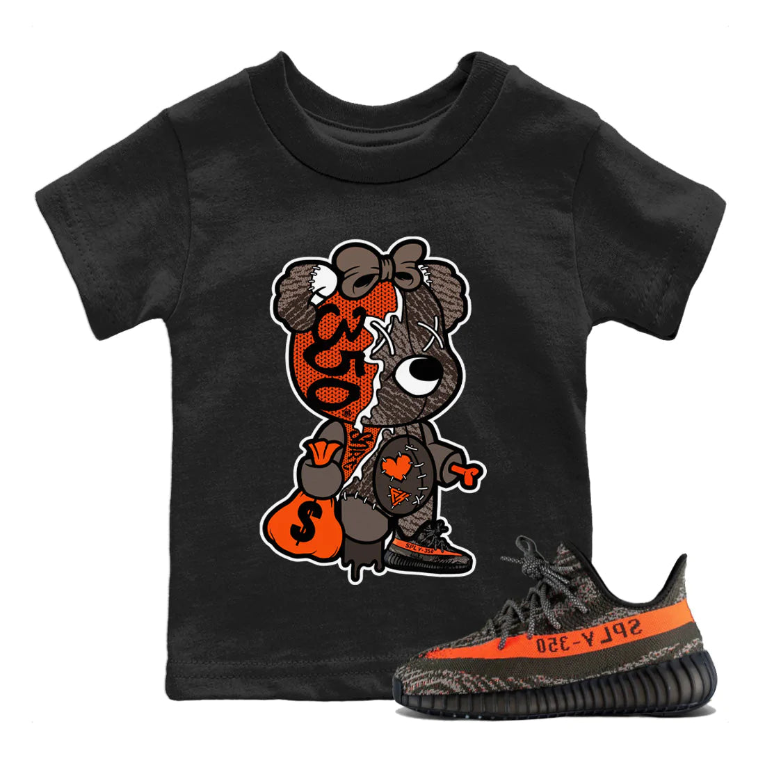 Yeezy 350 Carbon Beluga Shirt To Match Jordans Stitched Hustle Bear Sneaker Tees Yeezy 350 Carbon Beluga Drip Gear Zone Sneaker Matching Clothing Kids Shirts