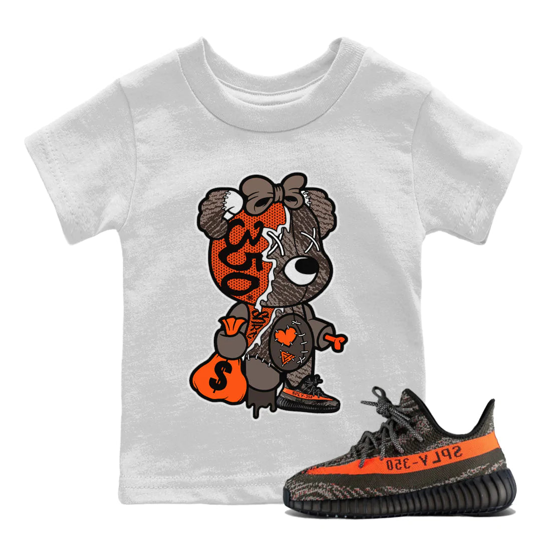 Yeezy 350 Carbon Beluga Shirt To Match Jordans Stitched Hustle Bear Sneaker Tees Yeezy 350 Carbon Beluga Drip Gear Zone Sneaker Matching Clothing Kids Shirts