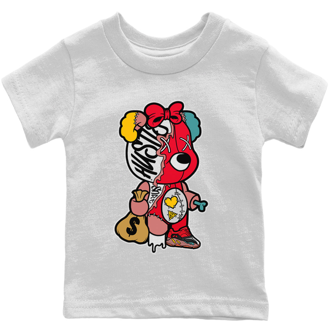 Yeezy 700 Hi-Res Red Shirt To Match Jordans Stitched Hustle Bear Sneaker Tees Yeezy 700 Hi-Res Red Drip Gear Zone Sneaker Matching Clothing Kids Shirts