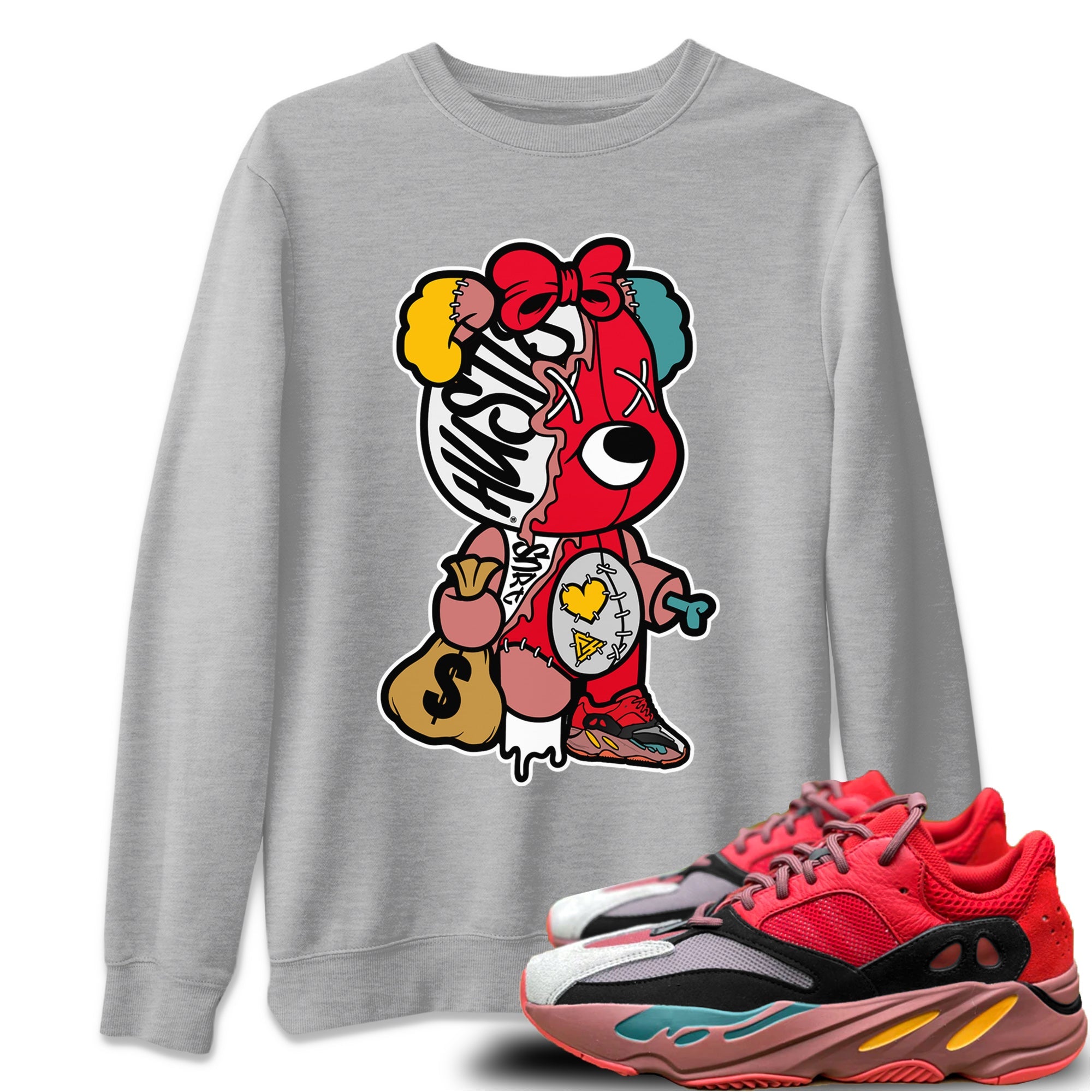 Yeezy 700 Hi-Res Red Shirt To Match Jordans Stitched Hustle Bear Sneaker Tees Yeezy 700 Hi-Res Red Drip Gear Zone Sneaker Matching Clothing Unisex Shirts