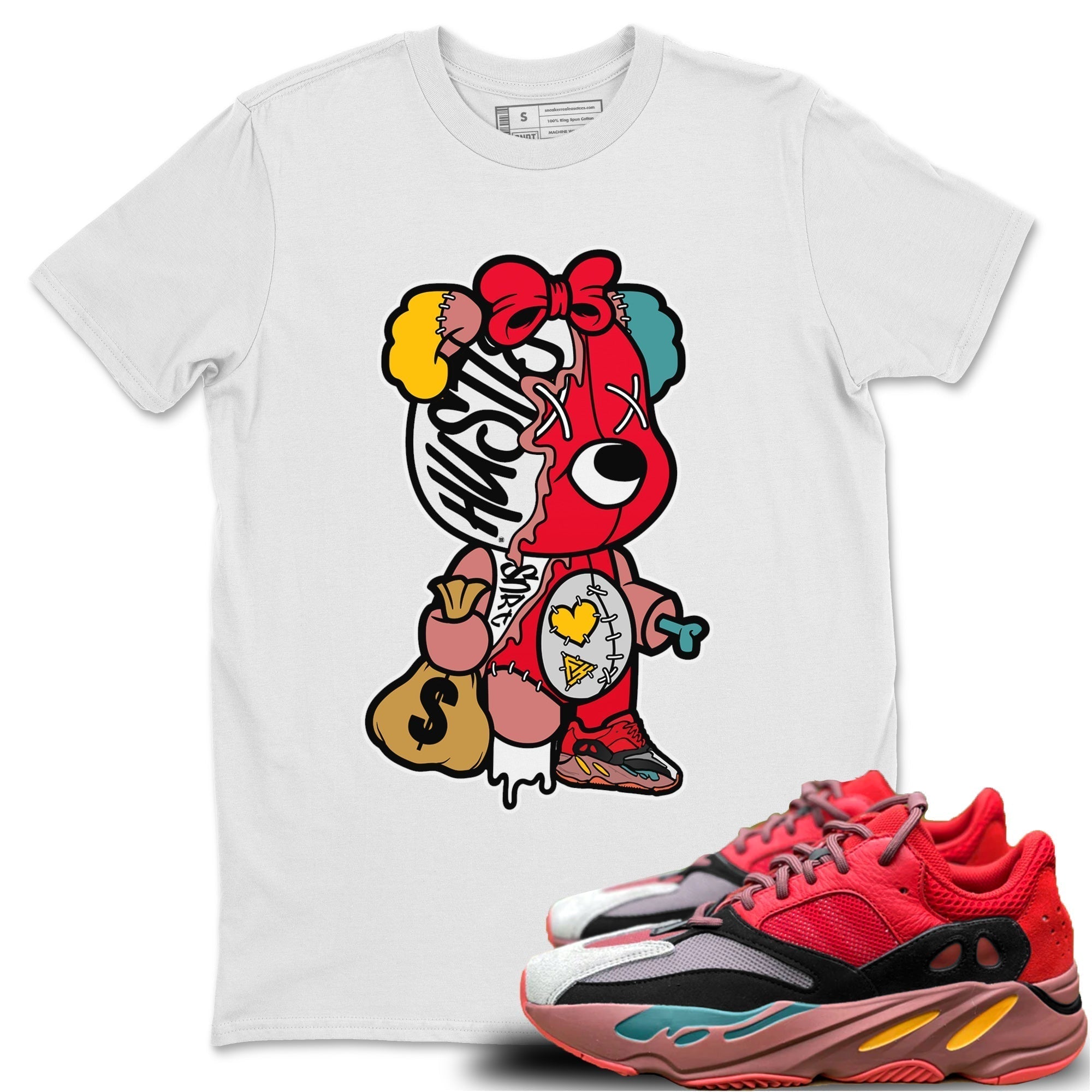 Yeezy 700 Hi-Res Red Shirt To Match Jordans Stitched Hustle Bear Sneaker Tees Yeezy 700 Hi-Res Red Drip Gear Zone Sneaker Matching Clothing Unisex Shirts