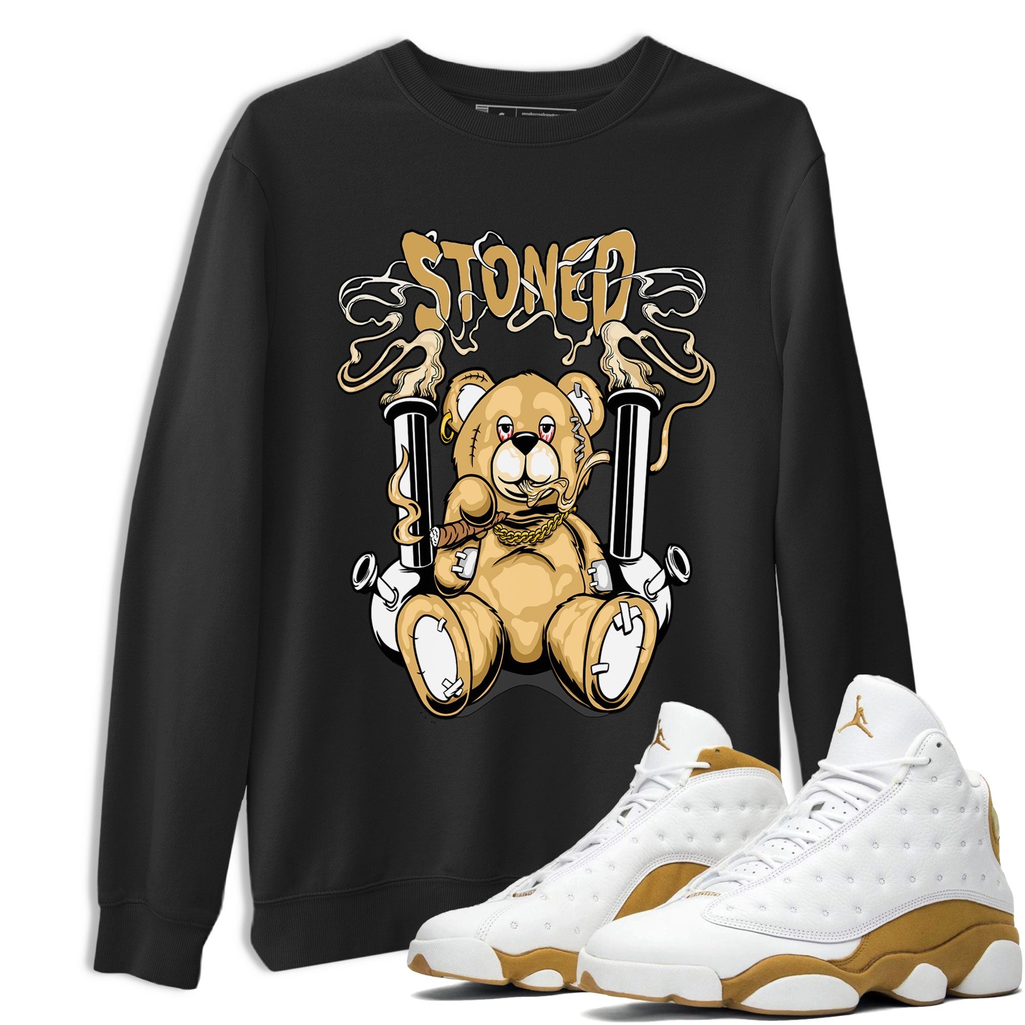 Air Jordan 13 Wheat shirt to match jordans Stoned Bear sneaker matching t-shirt Jordan 13 Wheat SNRT Sneaker Release Tees Unisex Black 1 T-Shirt