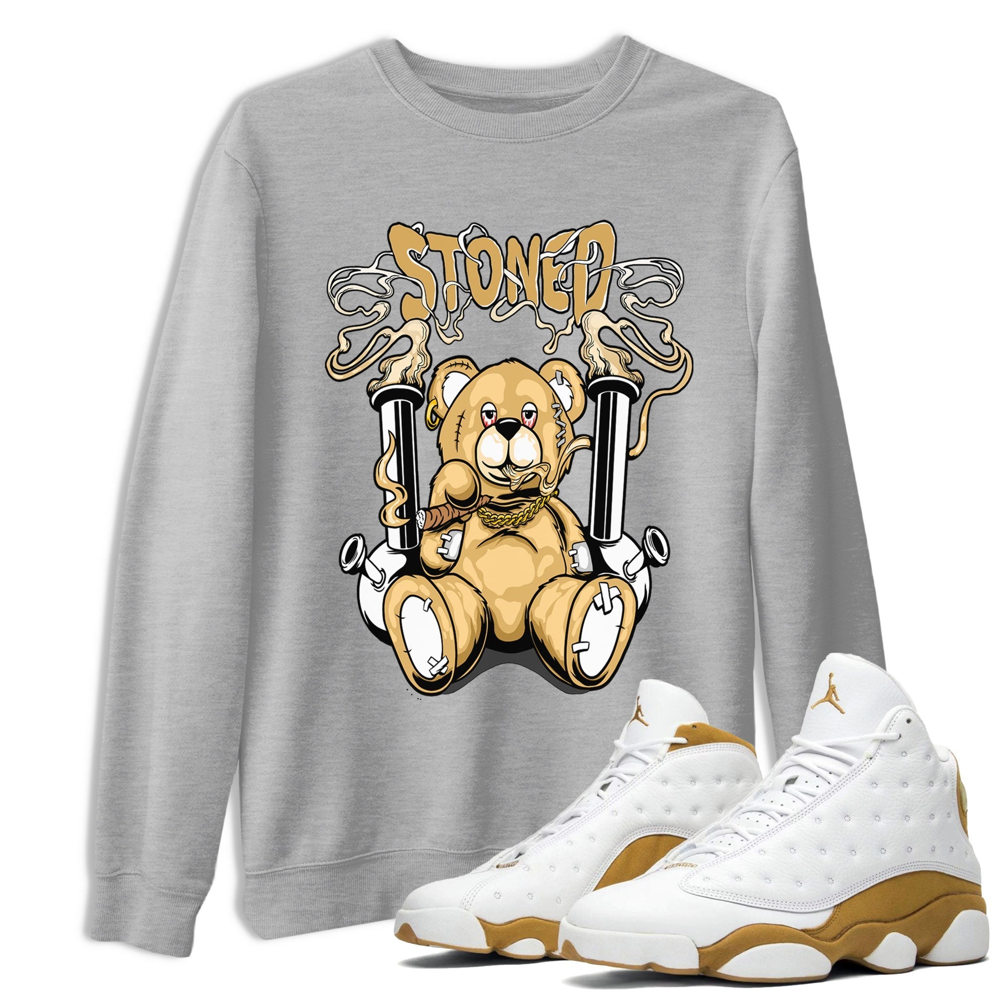Air Jordan 13 Wheat shirt to match jordans Stoned Bear sneaker matching t-shirt Jordan 13 Wheat SNRT Sneaker Release Tees Unisex Heather Grey 1 T-Shirt