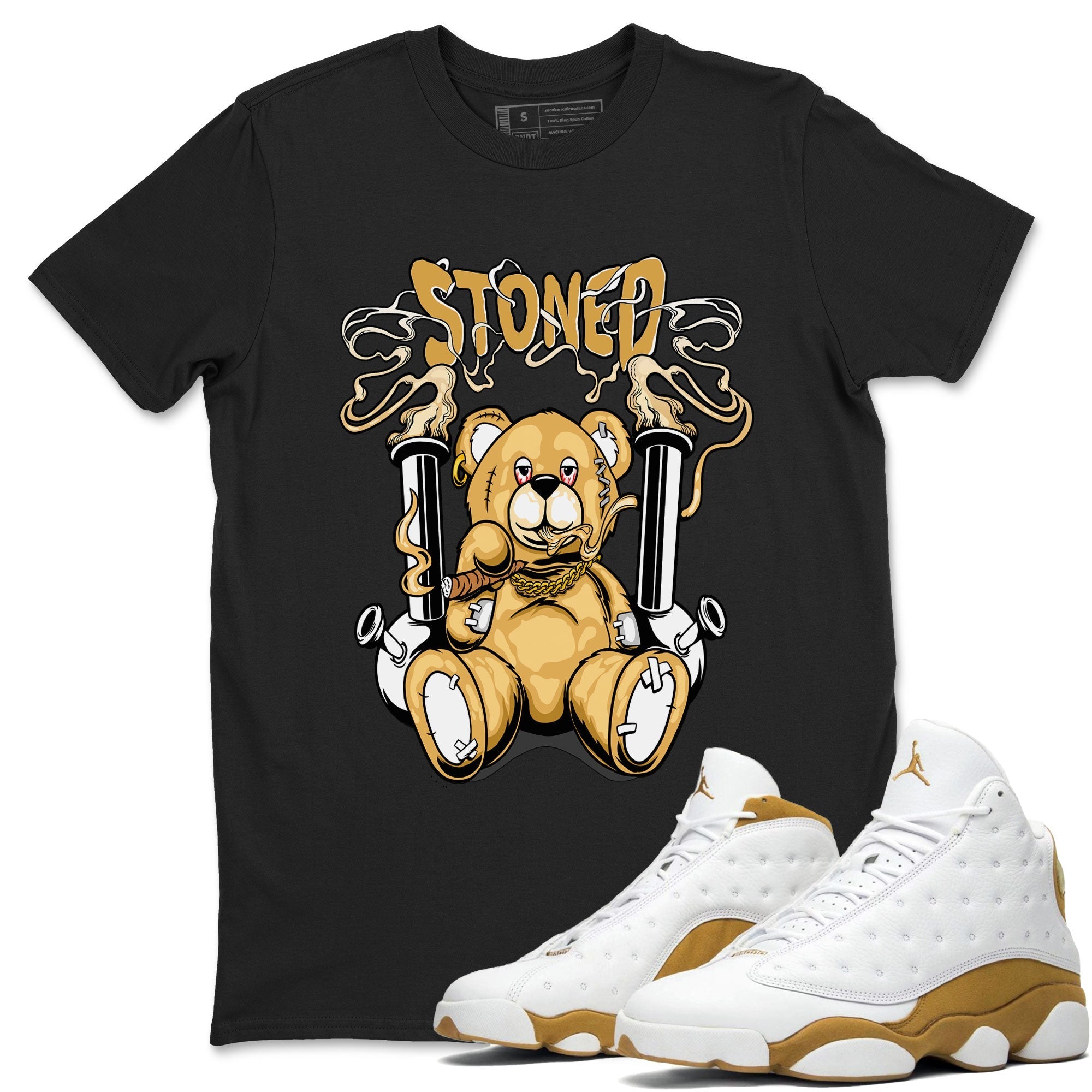 Air Jordan 13 Wheat shirt to match jordans Stoned Bear sneaker matching t-shirt Jordan 13 Wheat SNRT Sneaker Release Tees Unisex Black 1 T-Shirt