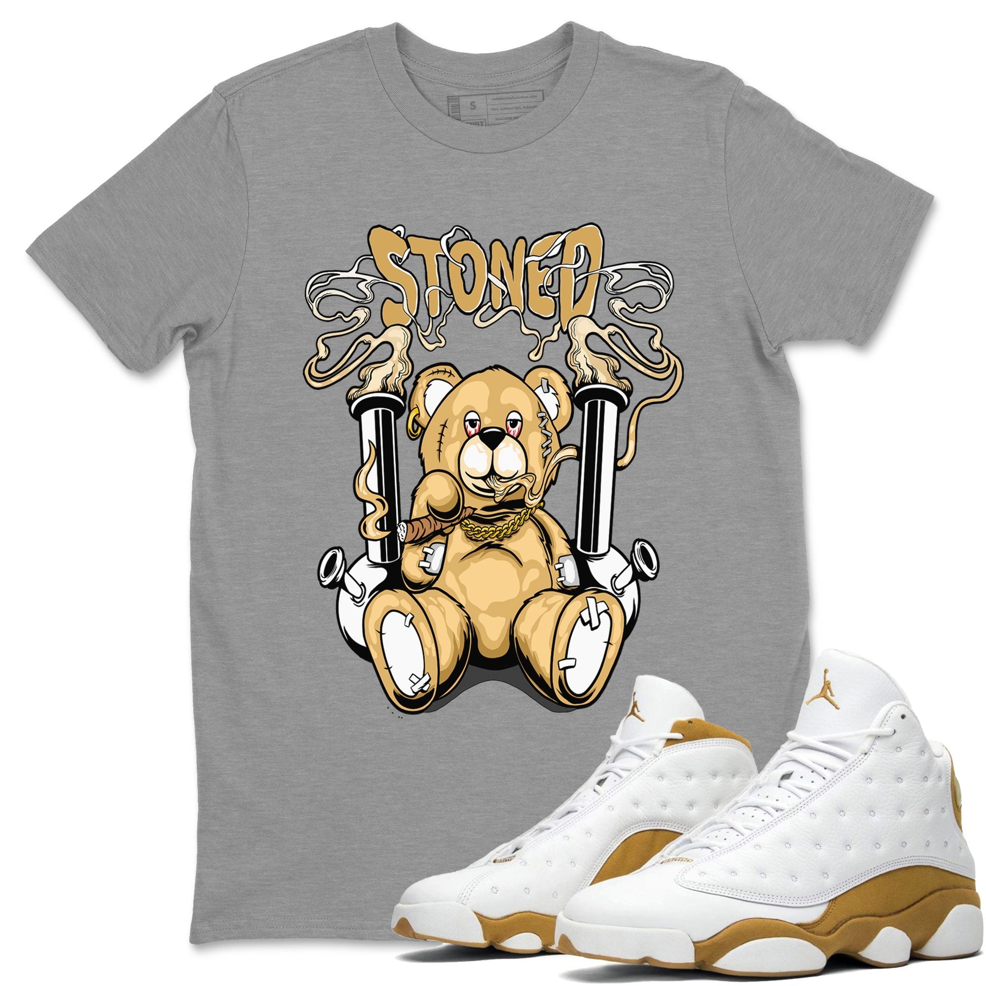 Air Jordan 13 Wheat shirt to match jordans Stoned Bear sneaker matching t-shirt Jordan 13 Wheat SNRT Sneaker Release Tees Unisex Heather Grey 1 T-Shirt