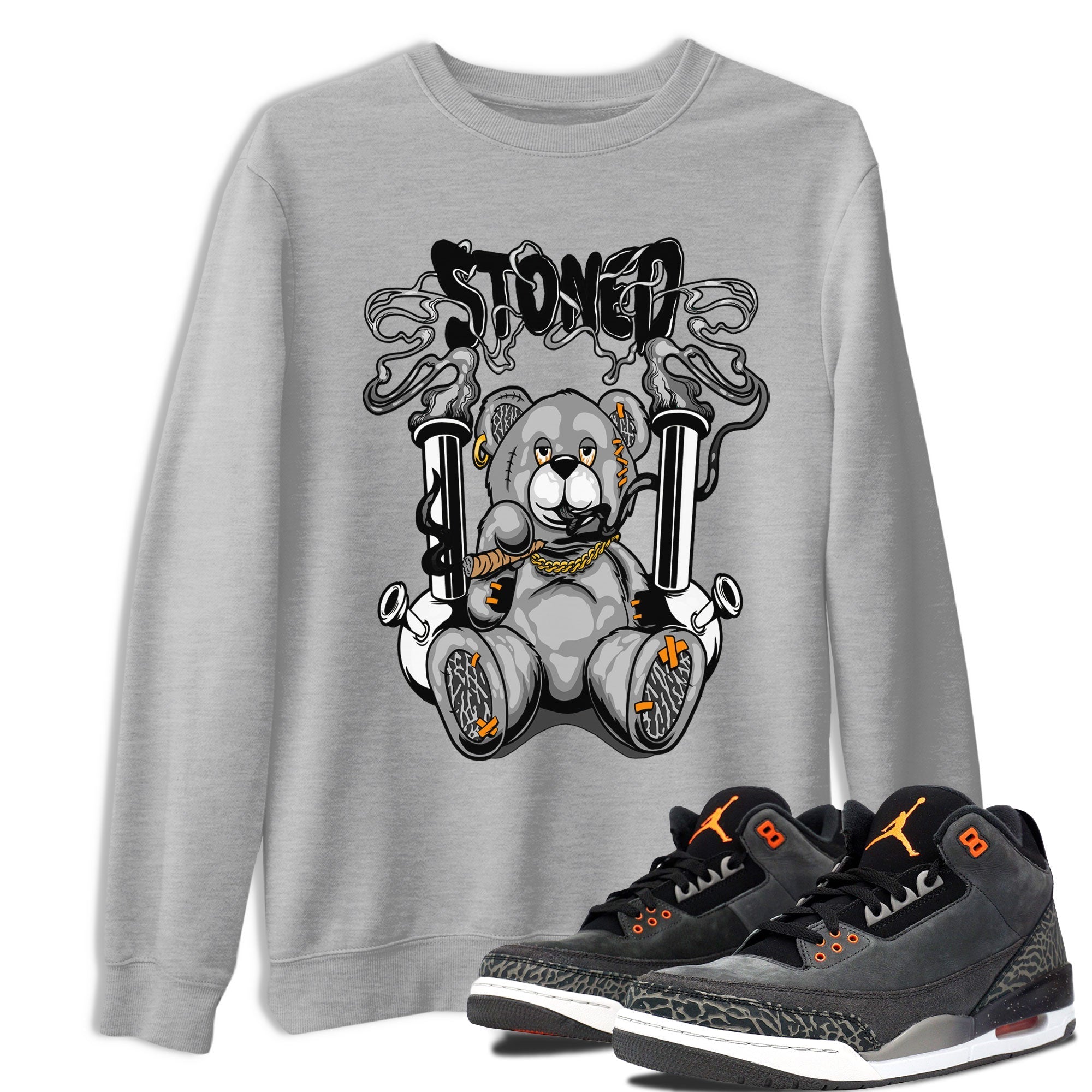 Air Jordan 3 Fear shirt to match jordans Stoned Bear sneaker matching t-shirt 3s Fear Drip Gear Zone Unisex Heather Grey 1 T-Shirt
