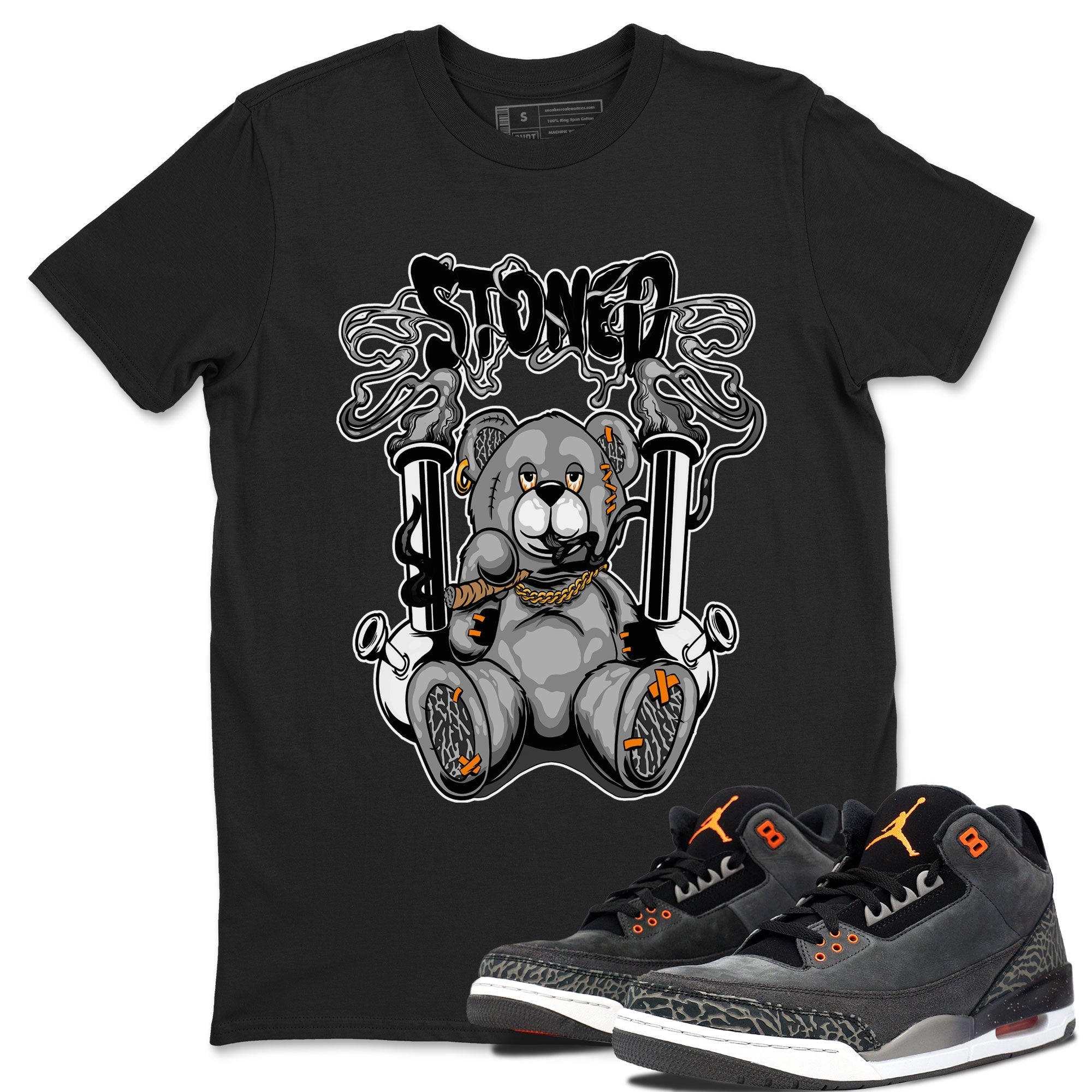 Air Jordan 3 Fear shirt to match jordans Stoned Bear sneaker matching t-shirt 3s Fear Drip Gear Zone Unisex Black 1 T-Shirt