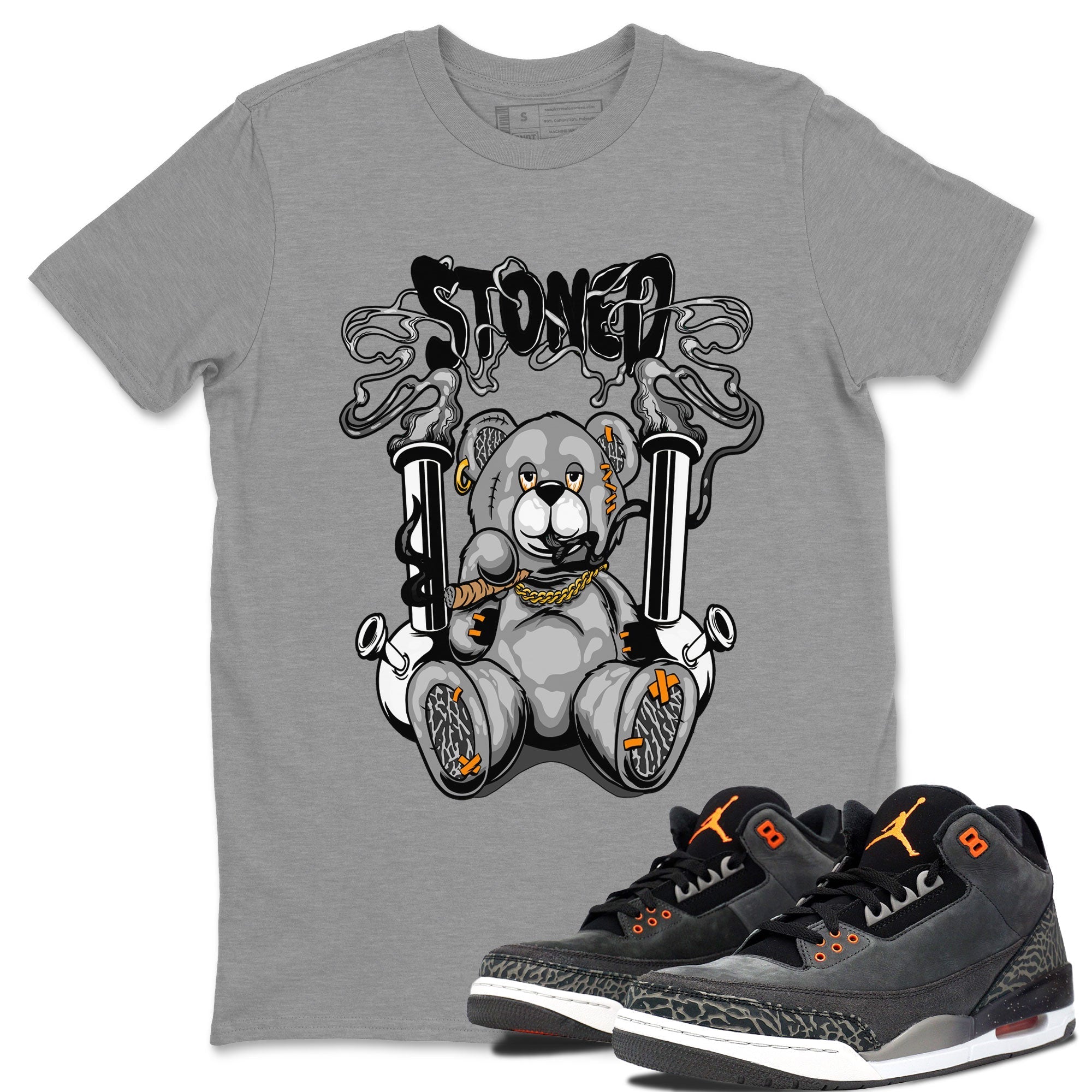 Air Jordan 3 Fear shirt to match jordans Stoned Bear sneaker matching t-shirt 3s Fear Drip Gear Zone Unisex Heather Grey 1 T-Shirt