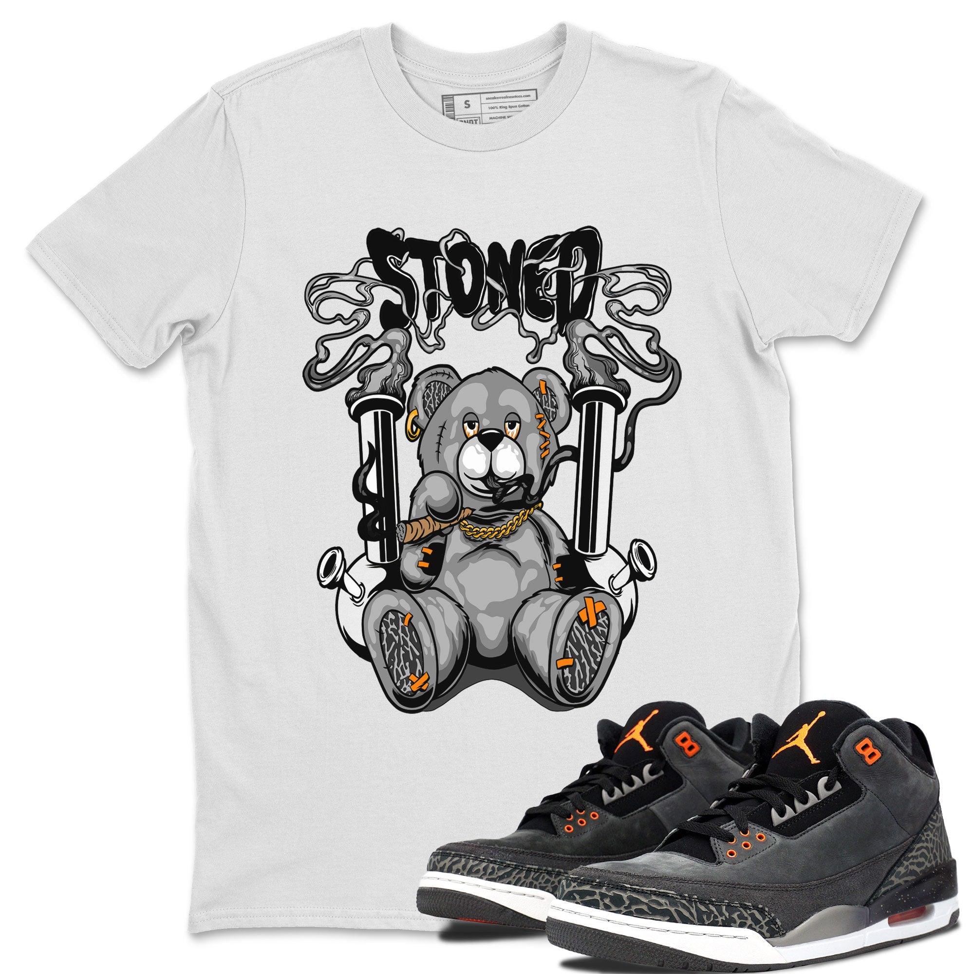 Air Jordan 3 Fear shirt to match jordans Stoned Bear sneaker matching t-shirt 3s Fear Drip Gear Zone Unisex White 1 T-Shirt