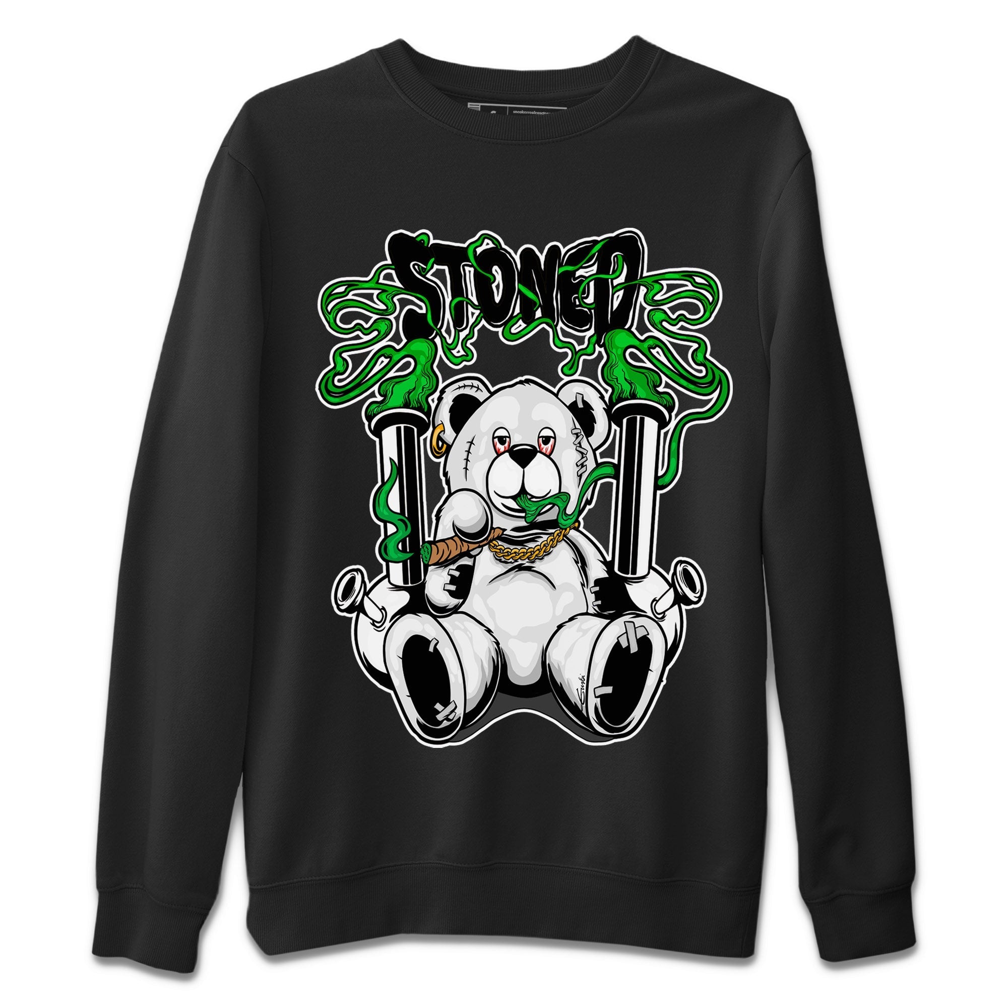 Air Jordan 1 Celtics Sneaker Match Tees Stoned Bear Streetwear Sneaker Shirt Air Jordan 1 Lucky Green Celtics Tees Unisex Shirts Black 2