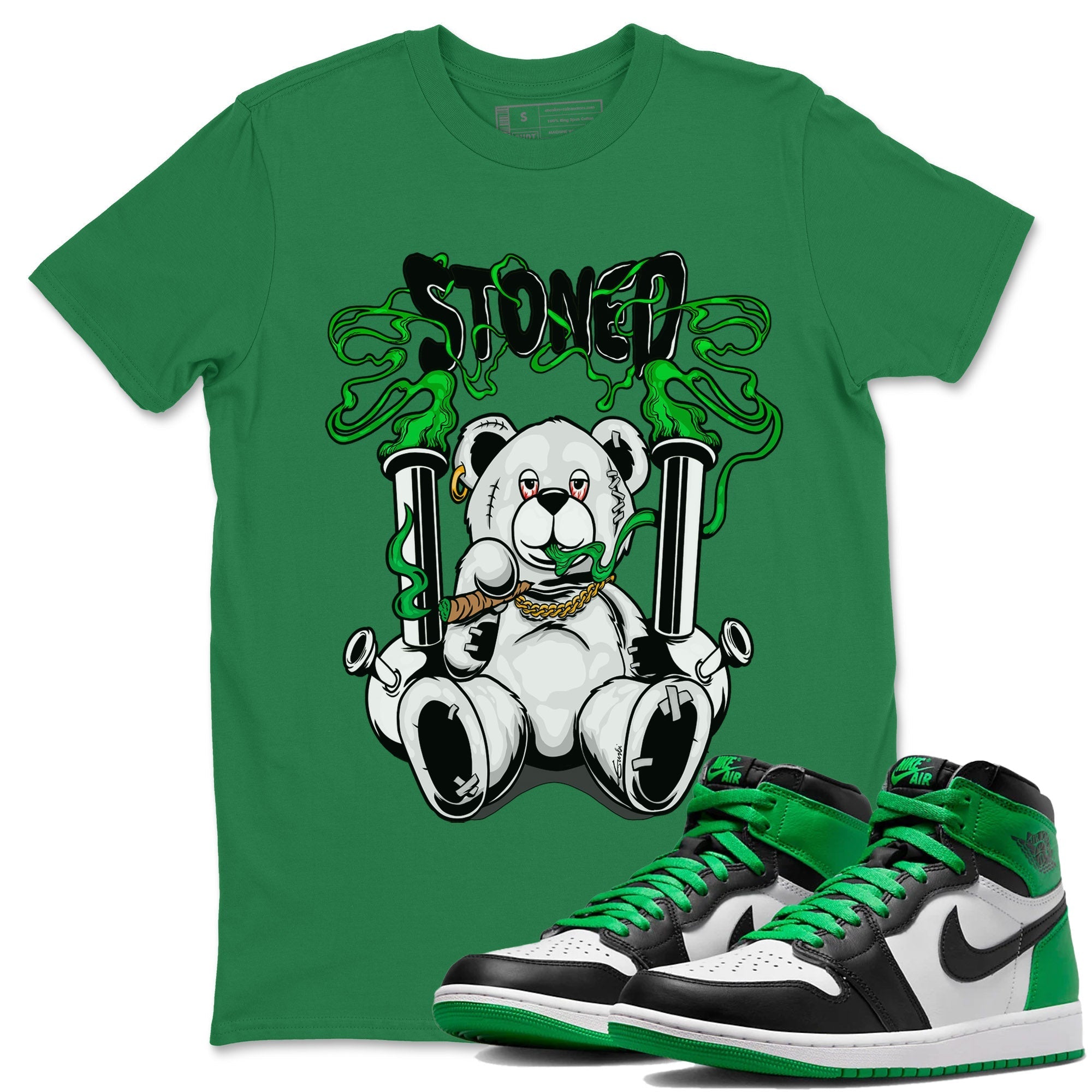 Air Jordan 1 Celtics Stoned Bear Crew Neck Streetwear Sneaker Shirt Air Jordan 1 Celtics Sneaker T-Shirts Washing and Care Tip