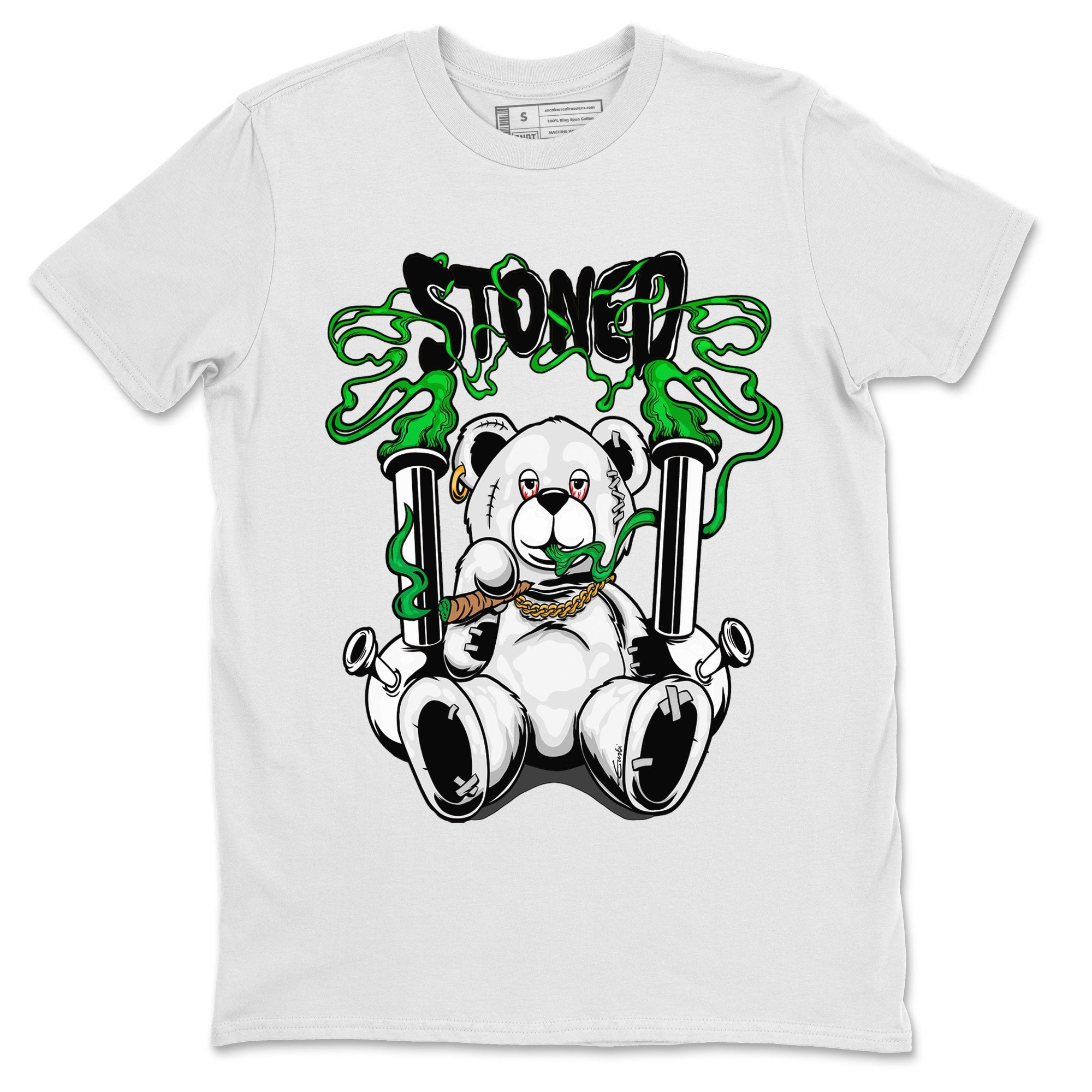 Air Jordan 1 Celtics Sneaker Match Tees Stoned Bear Streetwear Sneaker Shirt Air Jordan 1 Lucky Green Celtics Tees Unisex Shirts White 2