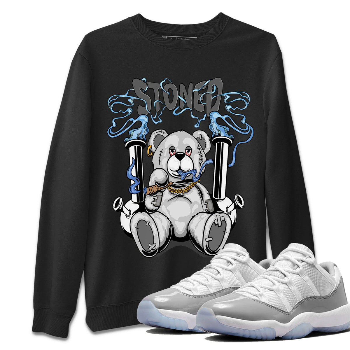 Air Jordan 11 White Cement Sneaker Match Tees Stoned Bear Streetwear Sneaker Shirt Air Jordan 11 Cement Grey Sneaker Release Tees Unisex Shirts Black 1