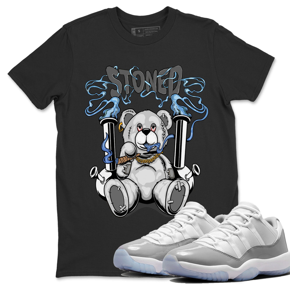 Air Jordan 11 White Cement Sneaker Match Tees Stoned Bear Streetwear Sneaker Shirt Air Jordan 11 Cement Grey Sneaker Release Tees Unisex Shirts Black 1
