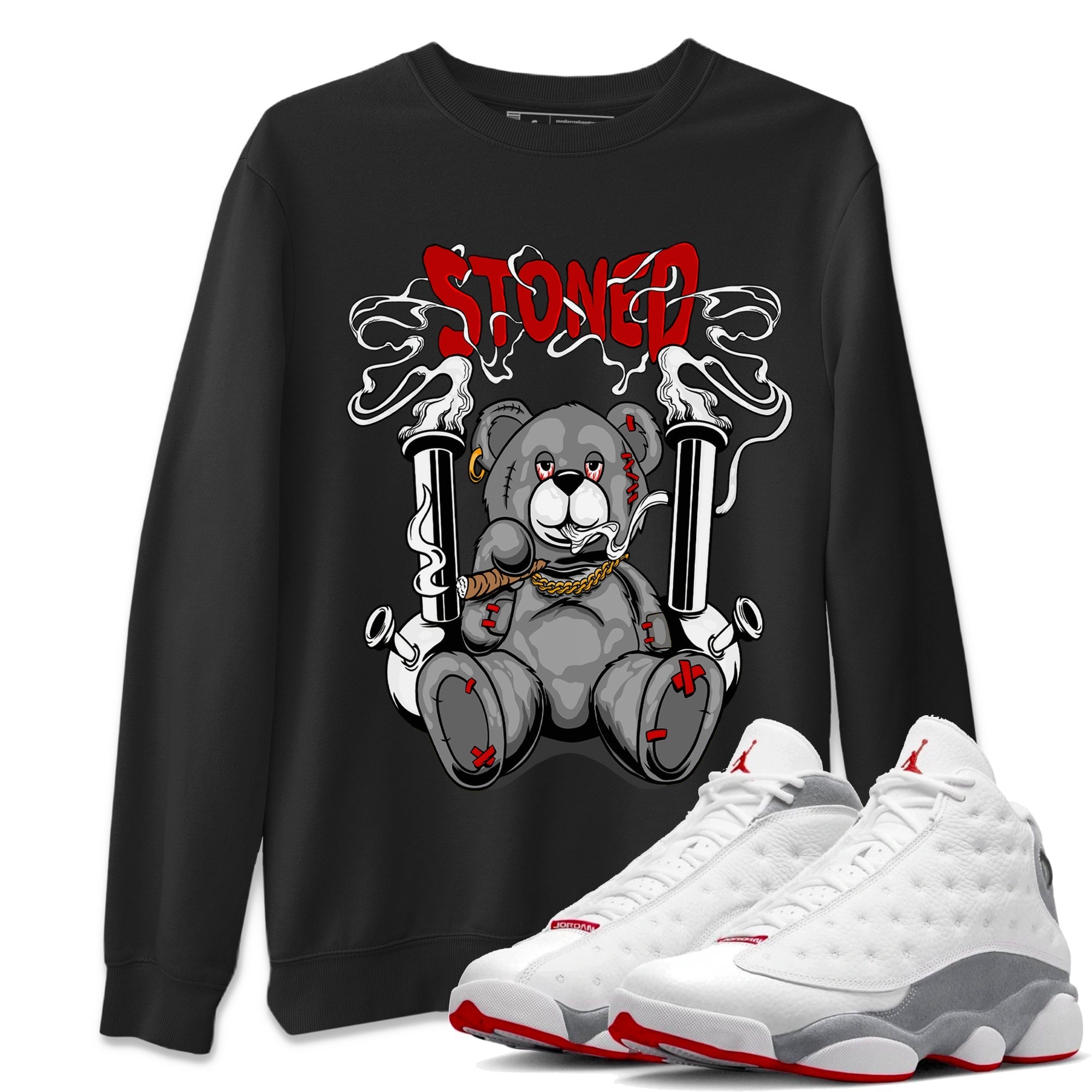 Air Jordan 13 Wolf Grey Sneaker Match Tees Stoned Bear Streetwear Sneaker Shirt 13s Wolf Grey Drip Gear Zone Sneaker Matching Clothing Unisex Shirts Black 1