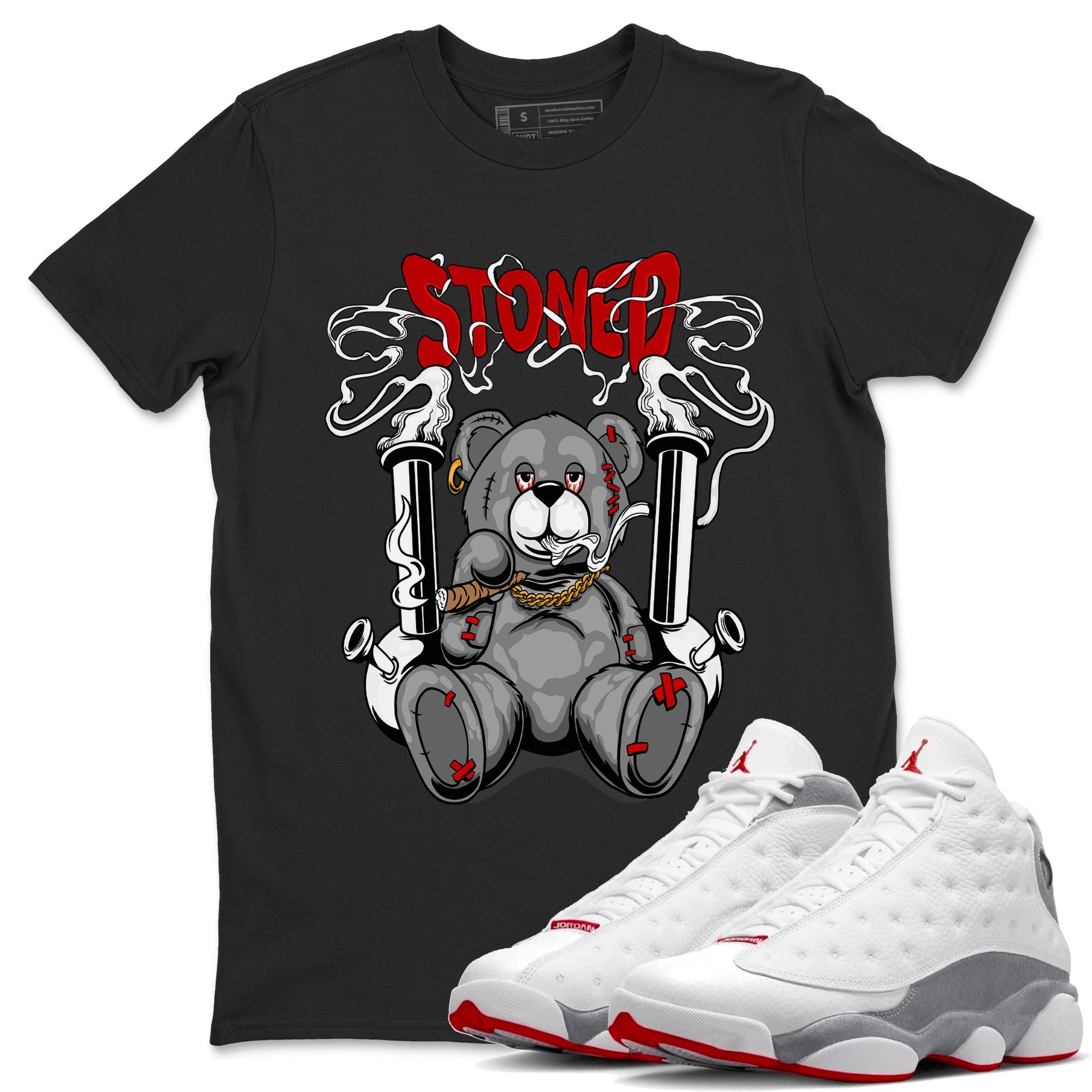 Air Jordan 13 Wolf Grey Sneaker Match Tees Stoned Bear Streetwear Sneaker Shirt 13s Wolf Grey Drip Gear Zone Sneaker Matching Clothing Unisex Shirts Black 1