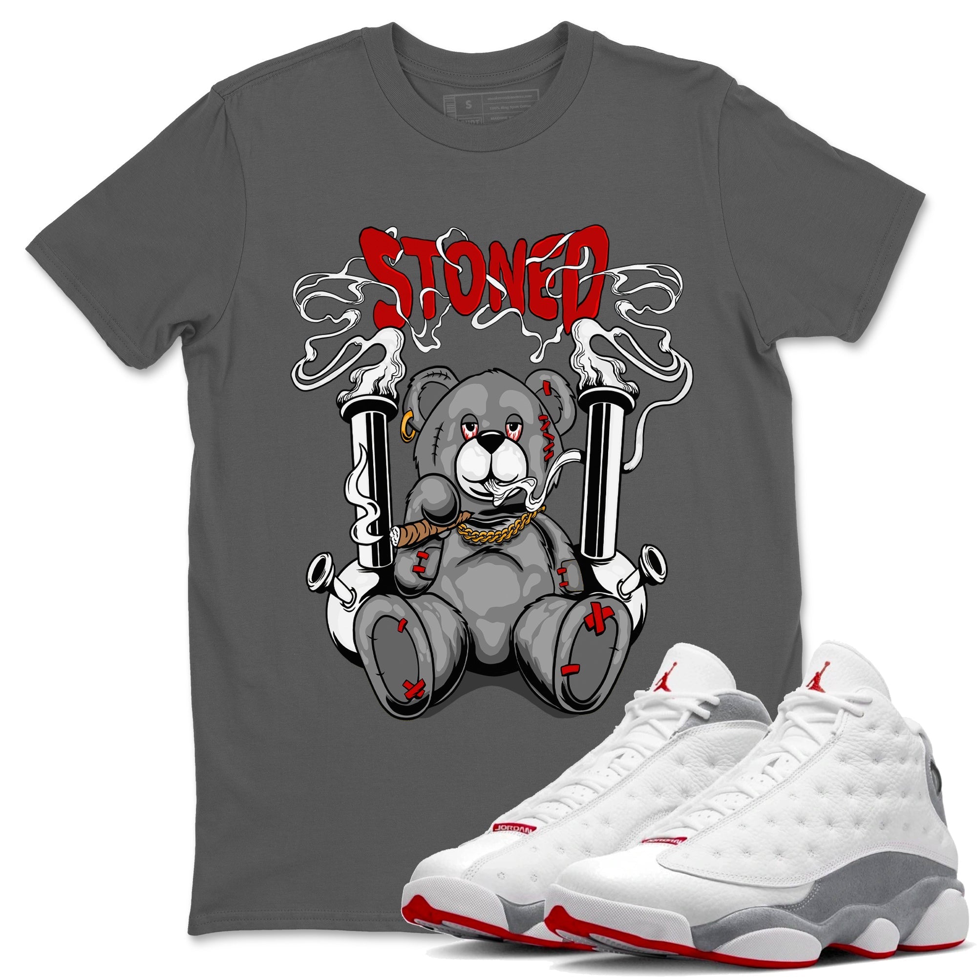 Air Jordan 13 Wolf Grey Sneaker Match Tees Stoned Bear Streetwear Sneaker Shirt 13s Wolf Grey Drip Gear Zone Sneaker Matching Clothing Unisex Shirts Cool Grey 1
