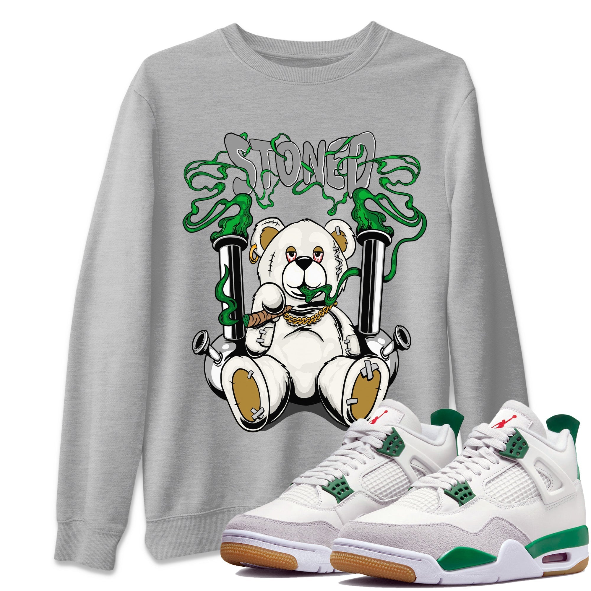 Air Jordan 4 Pine Green Sneaker Match Tees Stoned Bear Streetwear Sneaker Shirt Nike SB Air Jordan 4 Pine Green Sneaker Release Tees Unisex Shirts Heather Grey 1