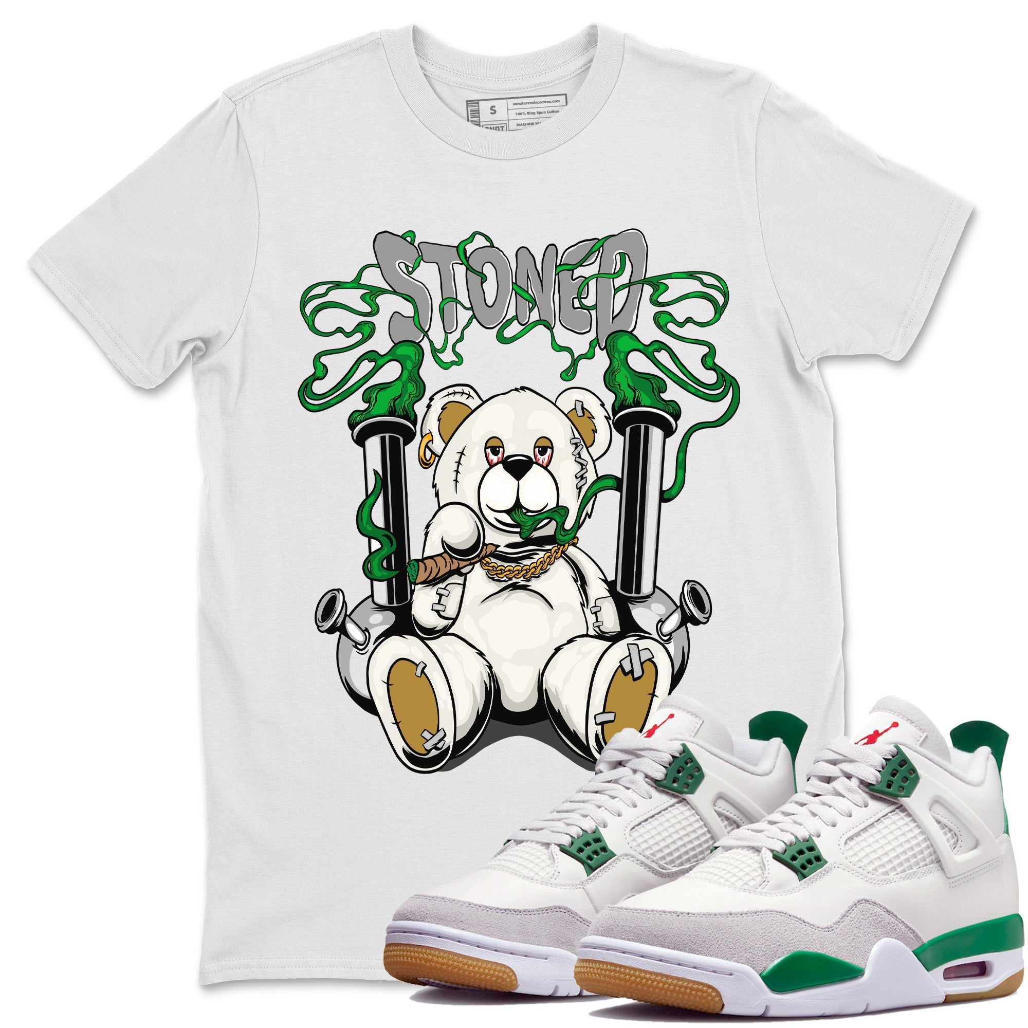 Air Jordan 4 Pine Green Sneaker Match Tees Stoned Bear Streetwear Sneaker Shirt Nike SB Air Jordan 4 Pine Green Sneaker Release Tees Unisex Shirts White 1
