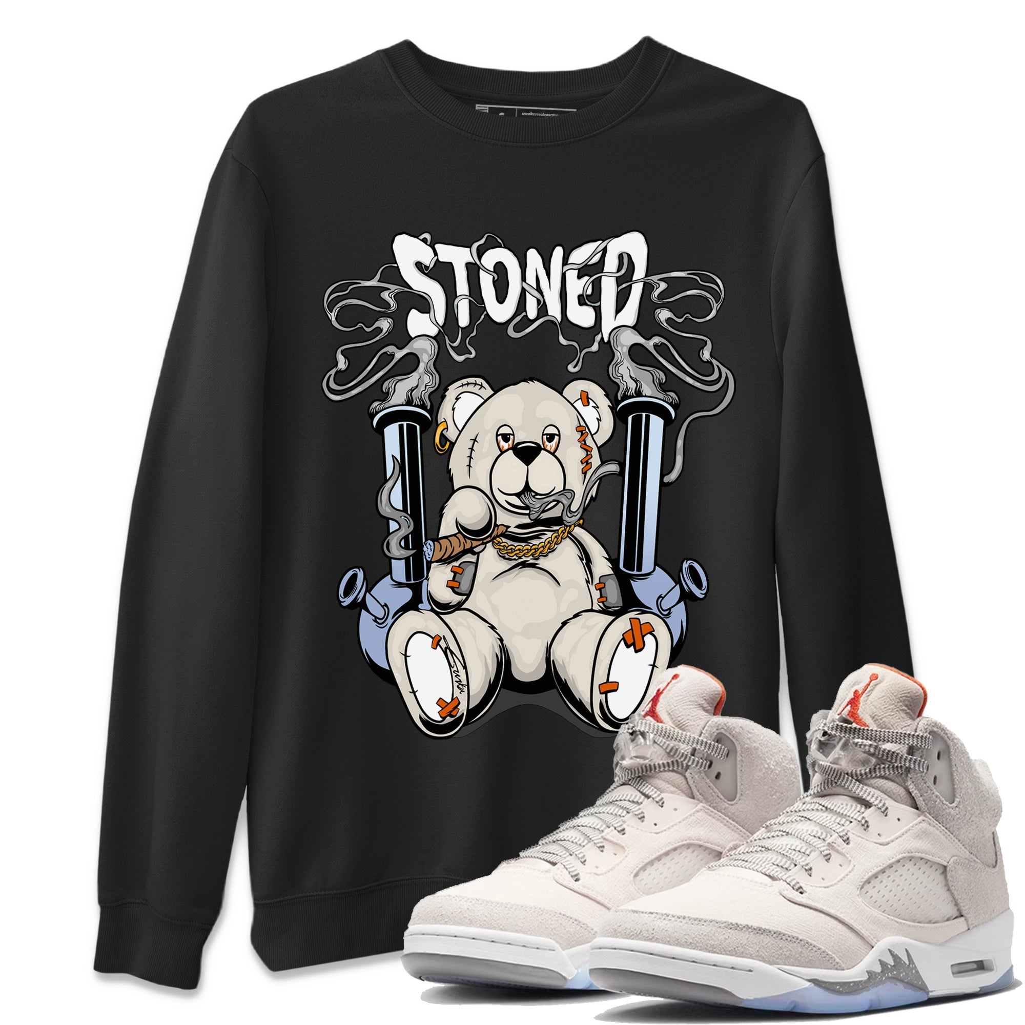 Air Jordan 5 Craft Sneaker Match Tees Stoned Bear Streetwear Sneaker Shirt Air Jordan 5 Retro Craft Tees Unisex Shirts Black 1