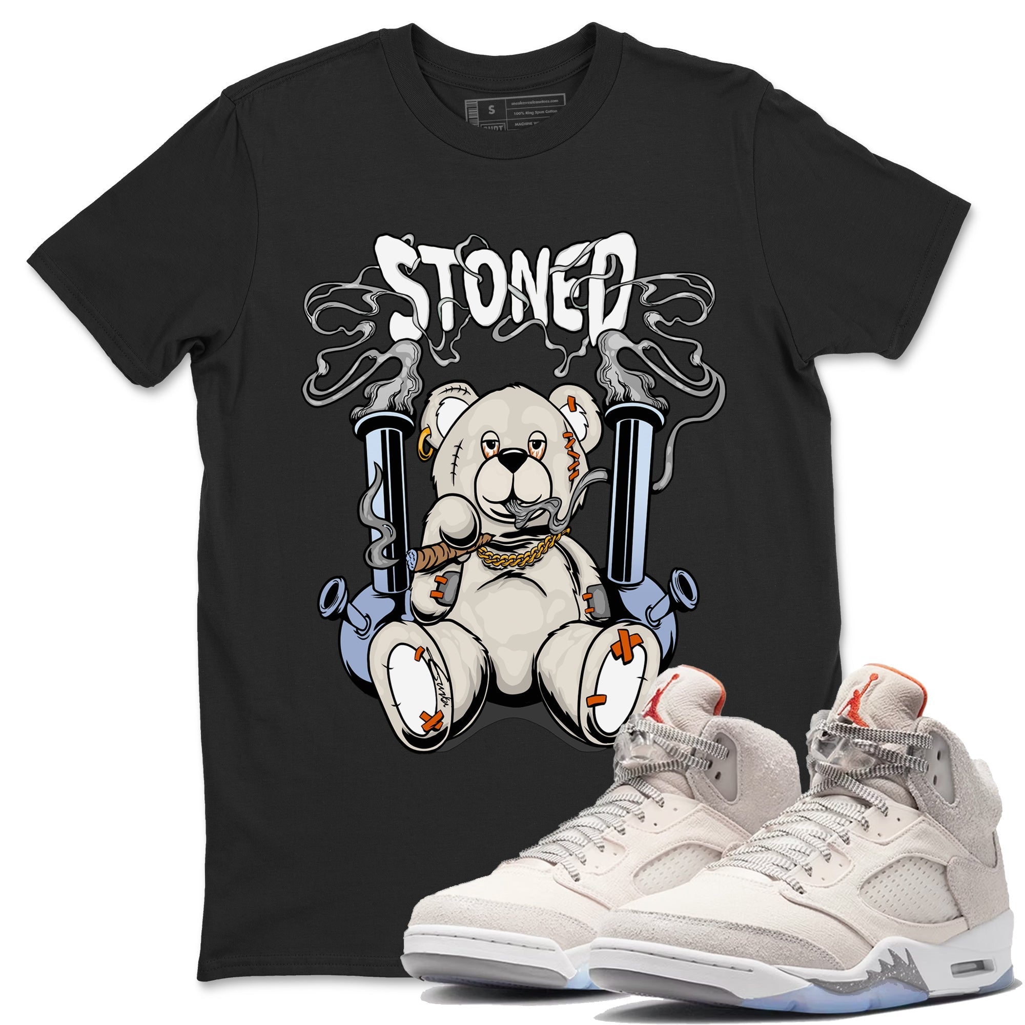 Air Jordan 5 Craft Sneaker Match Tees Stoned Bear Streetwear Sneaker Shirt Air Jordan 5 Retro Craft Tees Unisex Shirts Black 1