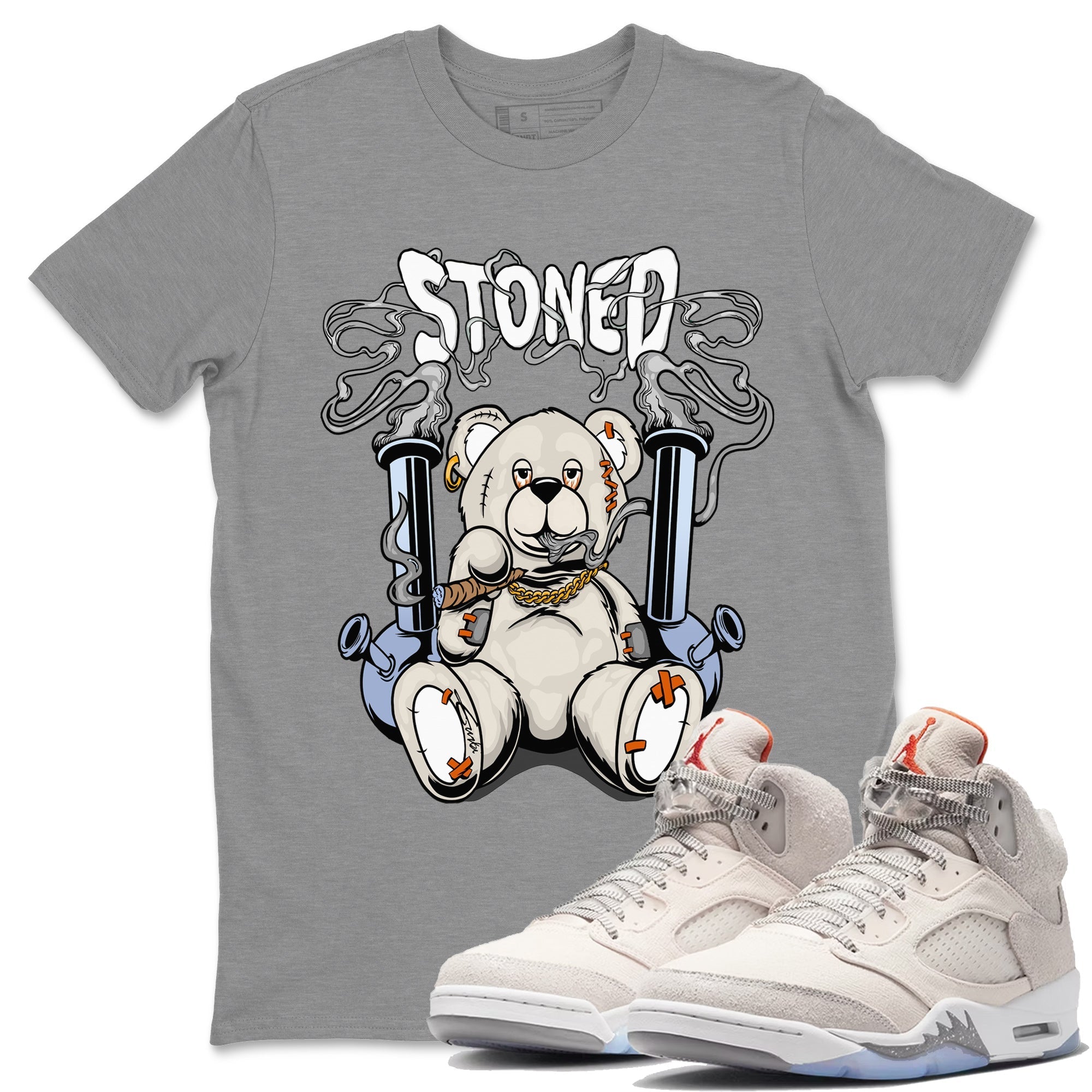 Air Jordan 5 Craft Stoned Bear Crew Neck Streetwear Sneaker Shirt Air Jordan 5 Craft Sneaker T-Shirts Size Chart