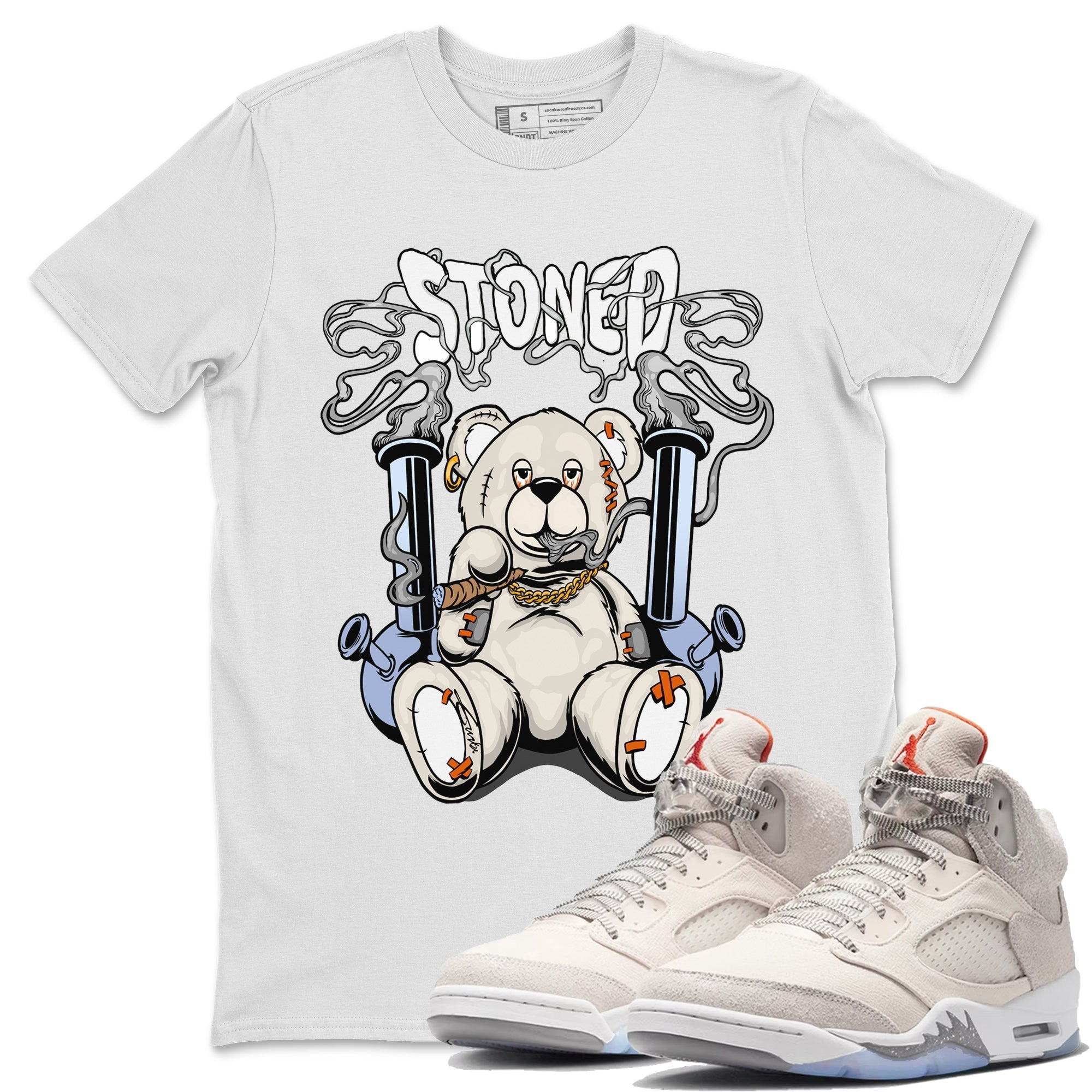 Air Jordan 5 Craft Sneaker Match Tees Stoned Bear Streetwear Sneaker Shirt Air Jordan 5 Retro Craft Tees Unisex Shirts White 1