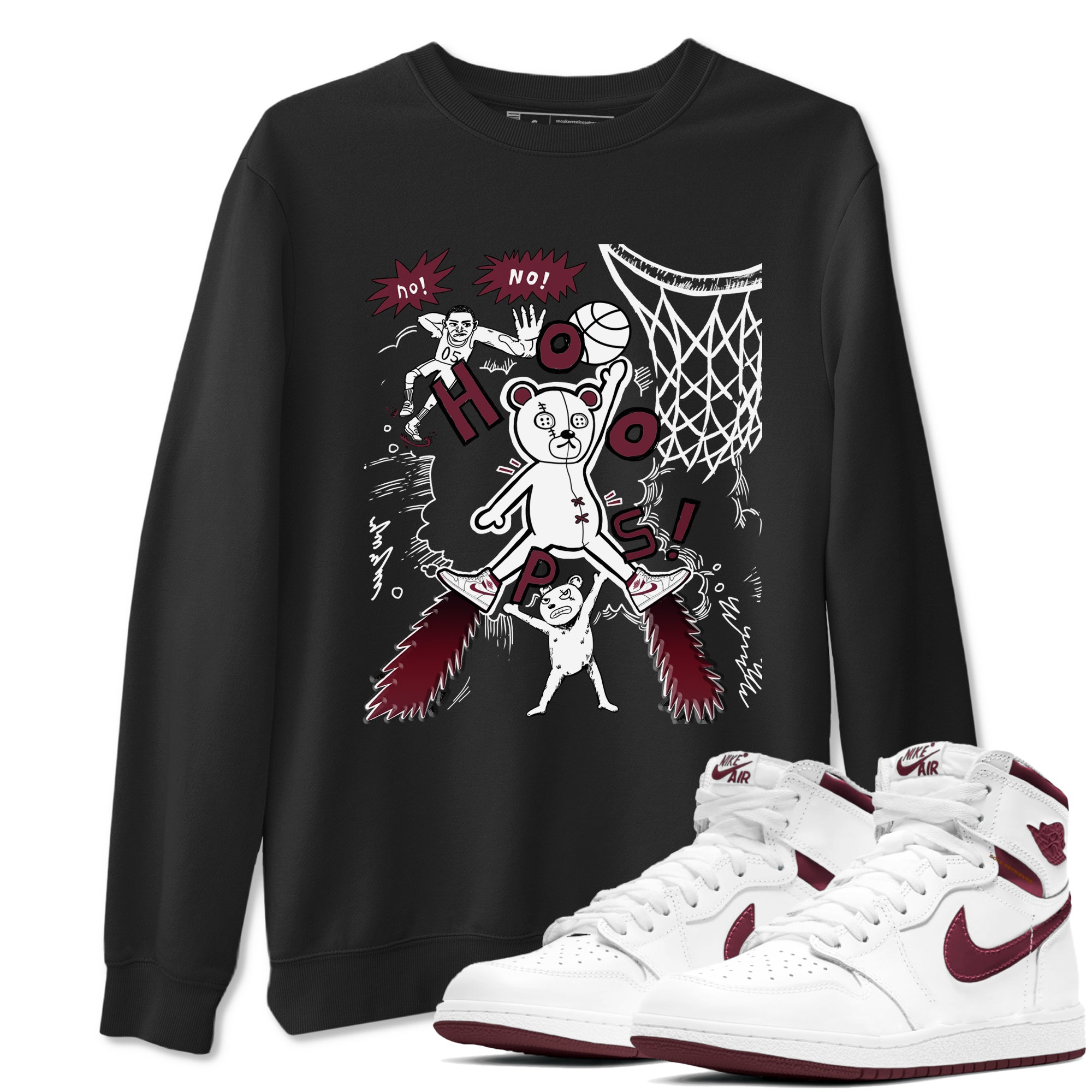 AJ1 Metallic Burgundy shirt to match jordans Stop The Bear sneaker tees Air Jordan 1 Metallic Burgundy Drip Gear Zone unisex cotton Black 1 crew neck shirt