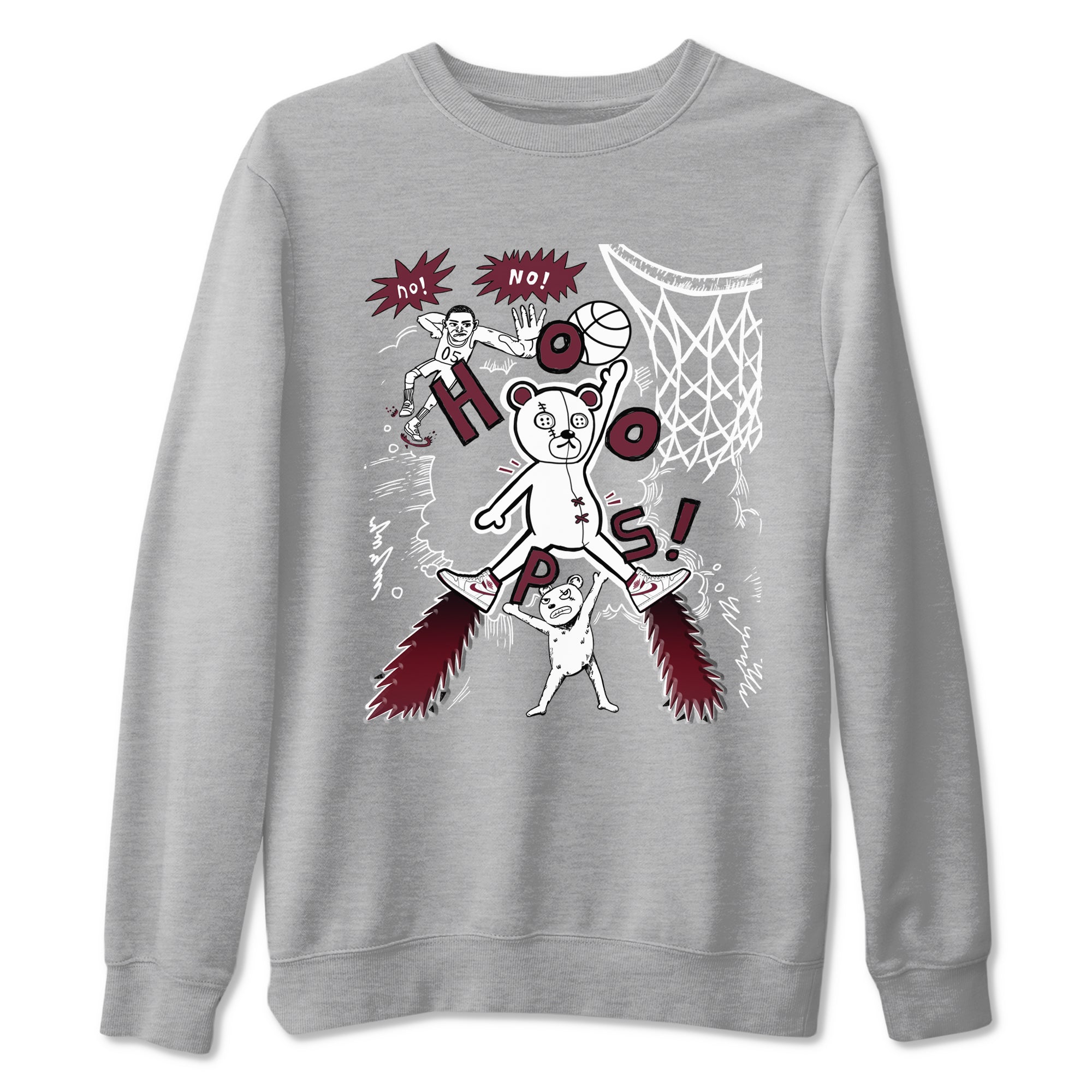 AJ1 Metallic Burgundy shirt to match jordans Stop The Bear sneaker tees Air Jordan 1 Metallic Burgundy Drip Gear Zone unisex cotton Heather Grey 2 crew neck shirt