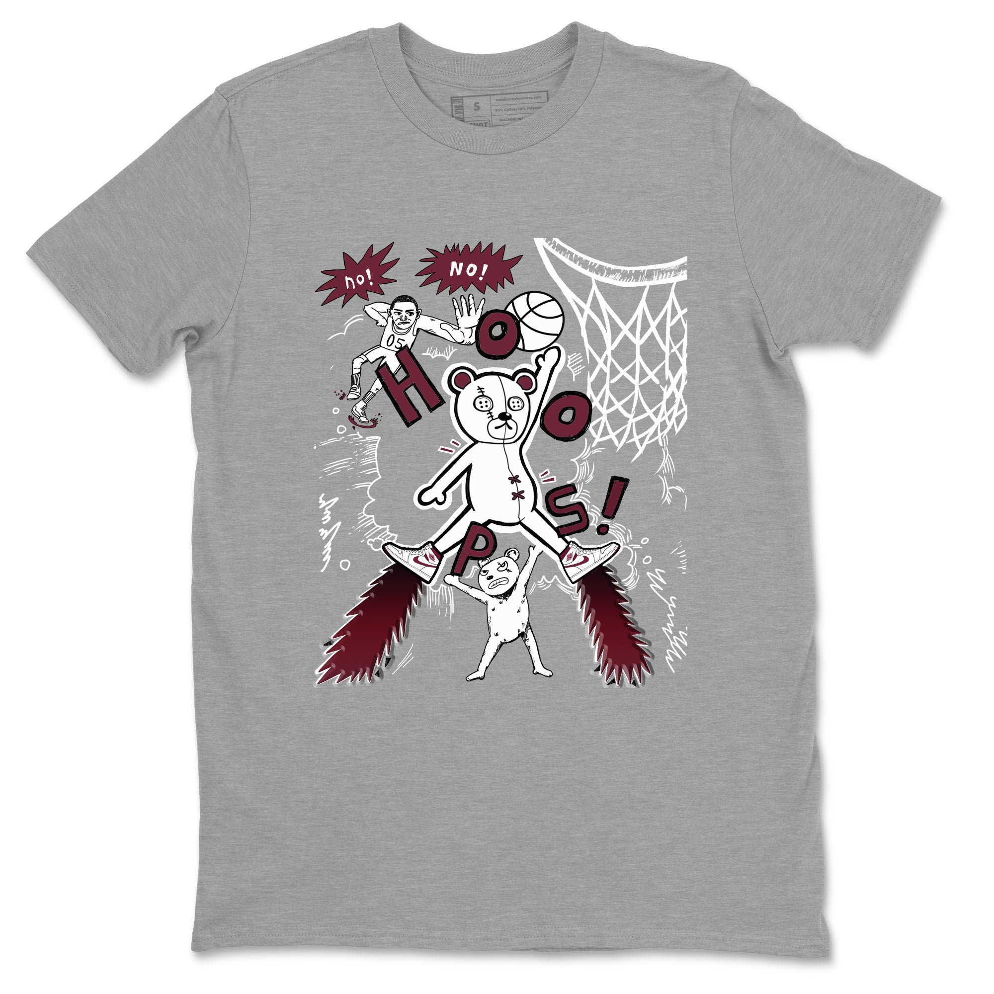 AJ1 Metallic Burgundy shirt to match jordans Stop The Bear sneaker tees Air Jordan 1 Metallic Burgundy Drip Gear Zone unisex cotton Heather Grey 2 crew neck shirt