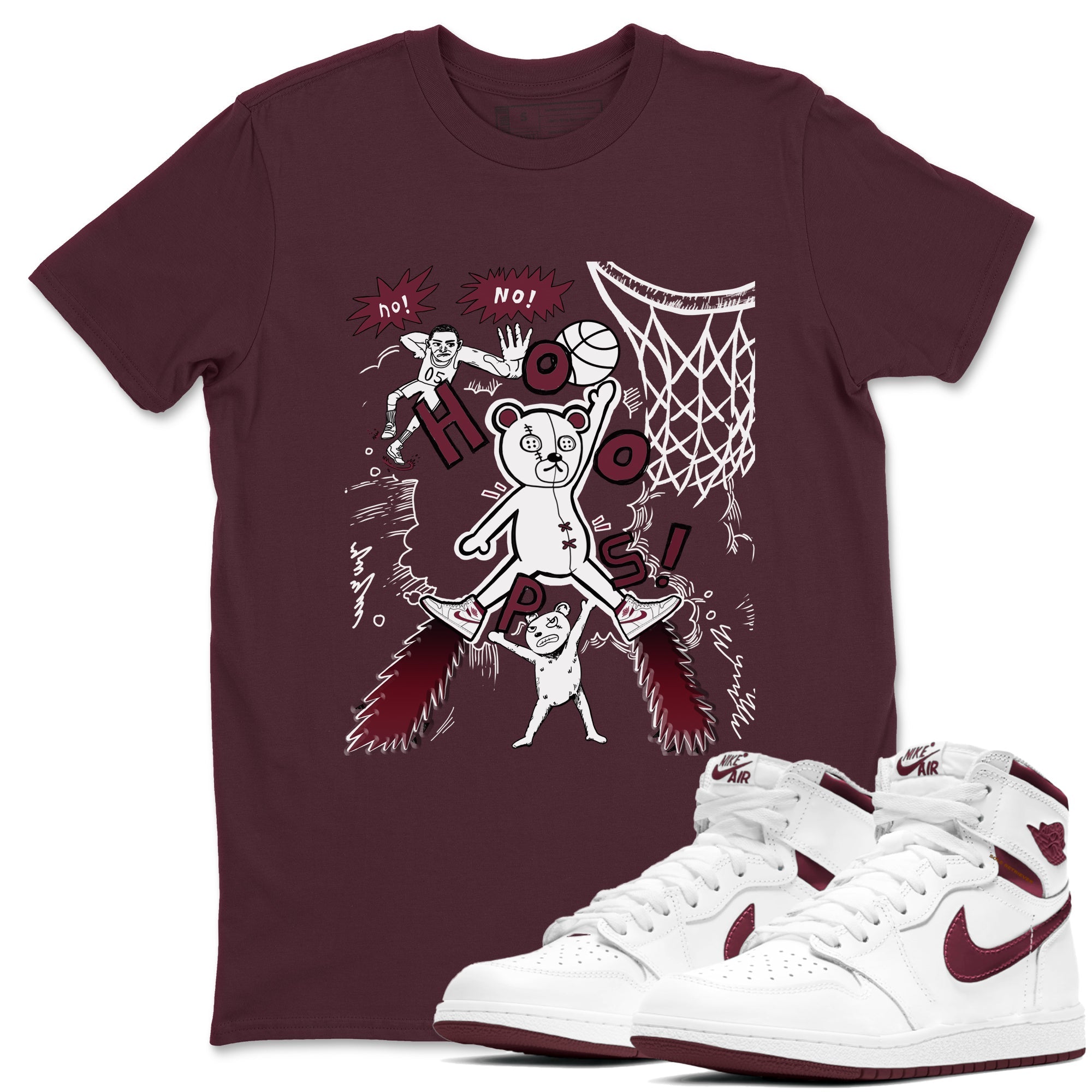 AJ1 Metallic Burgundy shirt to match jordans Stop The Bear sneaker tees Air Jordan 1 Metallic Burgundy Drip Gear Zone unisex cotton Maroon 1 crew neck shirt