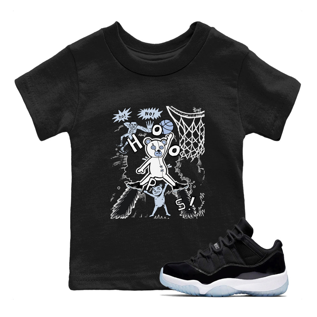 11s Low Space shirt to match jordans Stop The Bear sneaker tees Air Jordan 11 Low Space Drip Gear Zone baby toddler Black 1 cotton Shirt